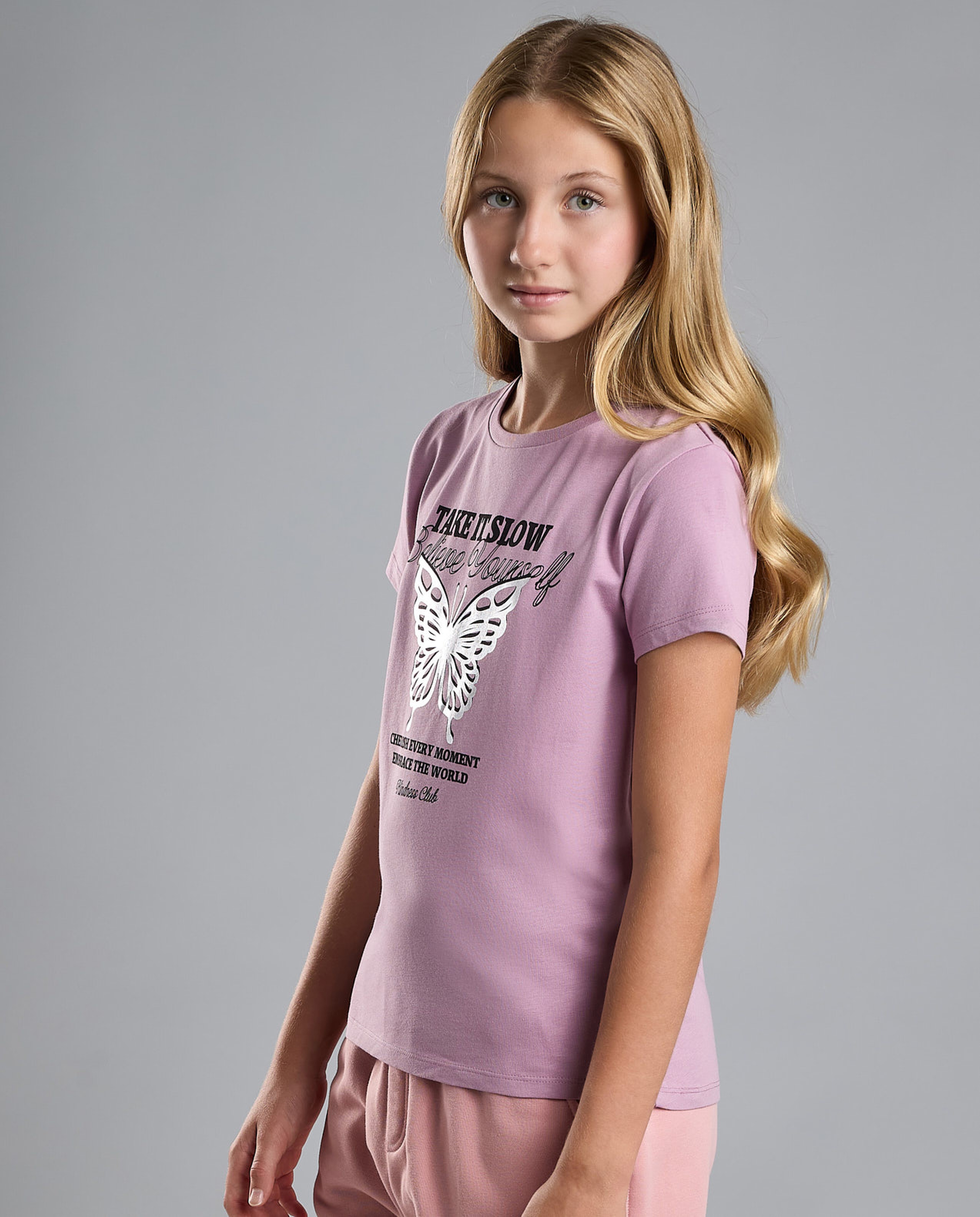 Printed T-Shirt with Crew Neck and Short Sleeves