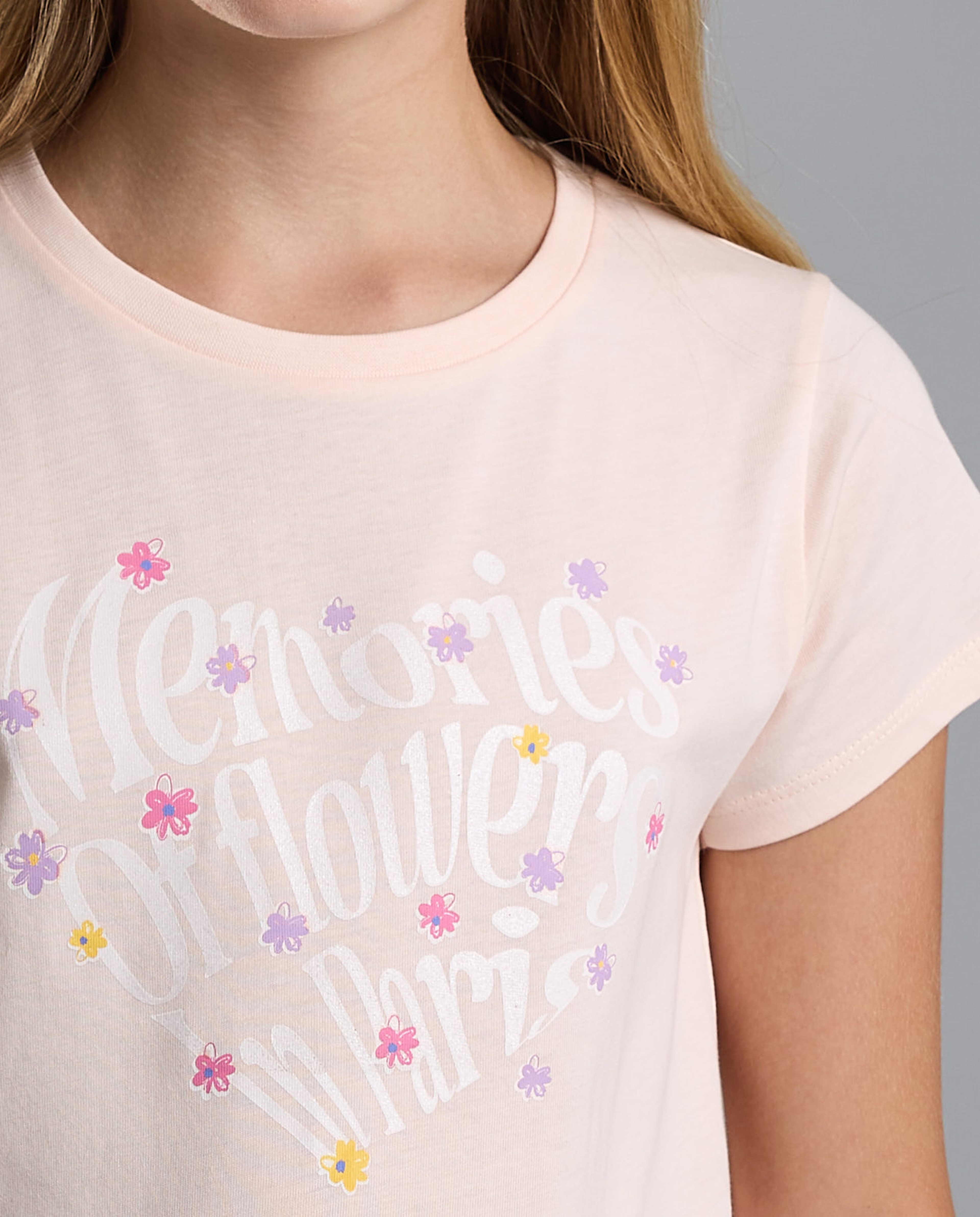 Printed T-Shirt with Crew Neck and Short Sleeves