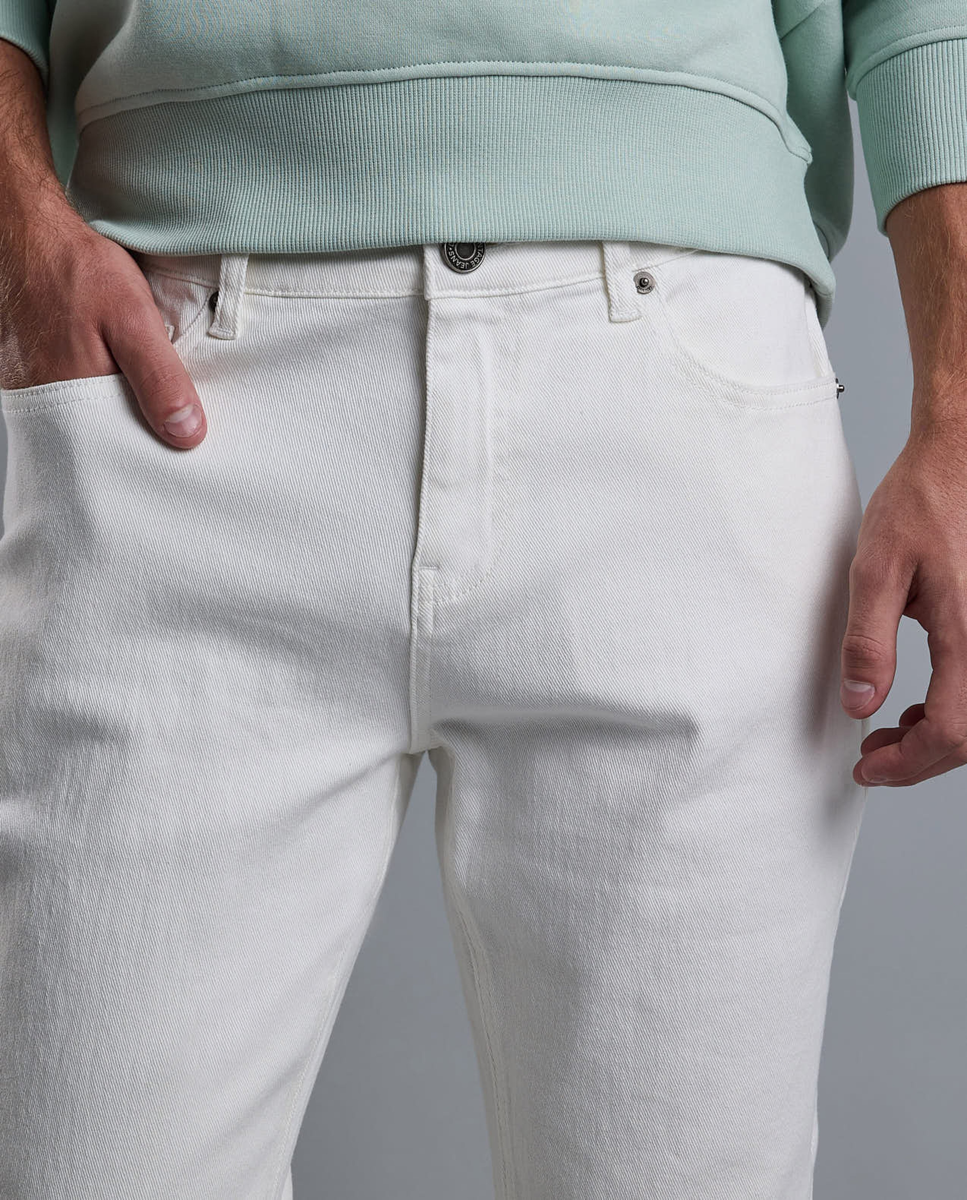 Solid Carrot Fit Jeans with Button Closure