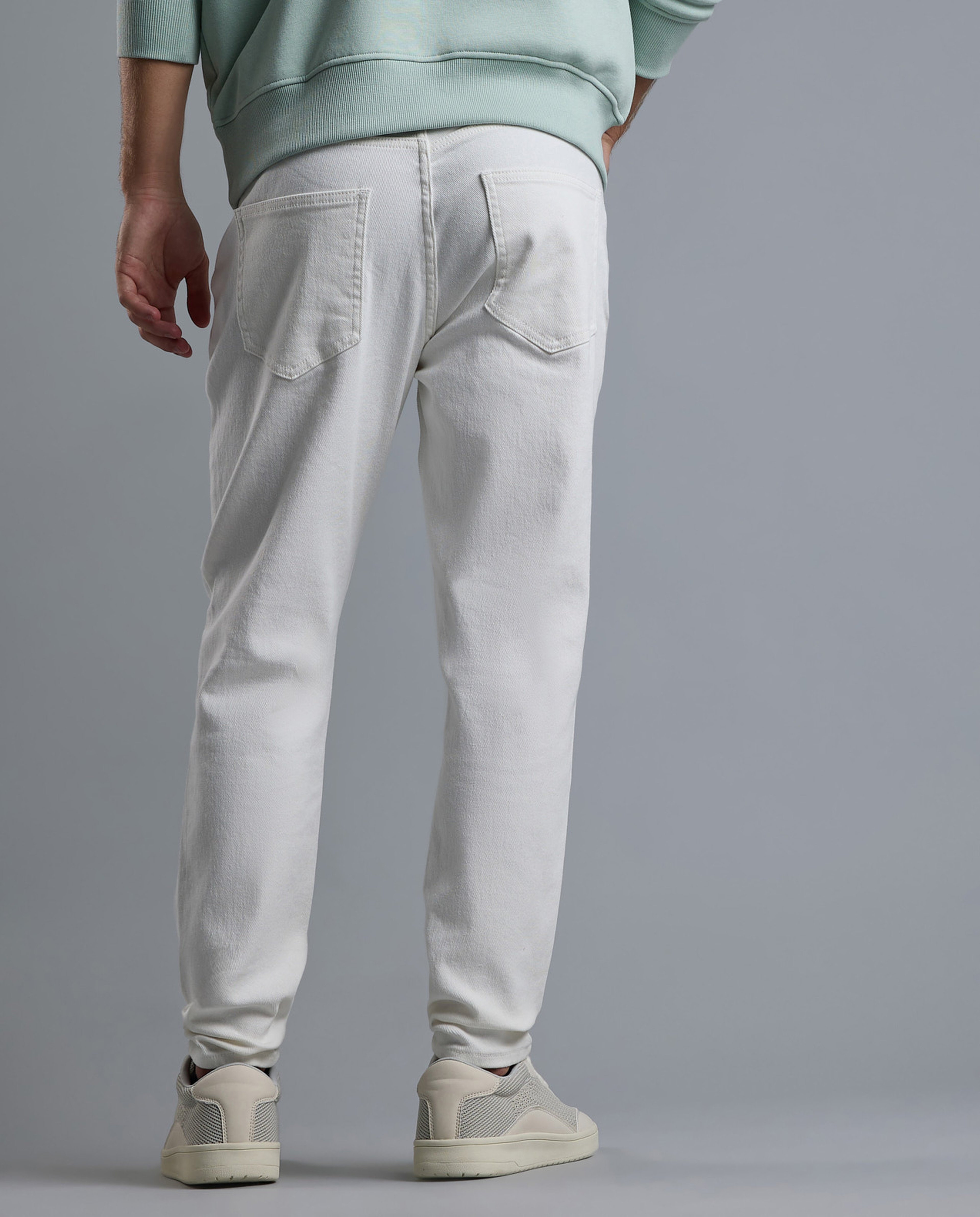 Solid Carrot Fit Jeans with Button Closure