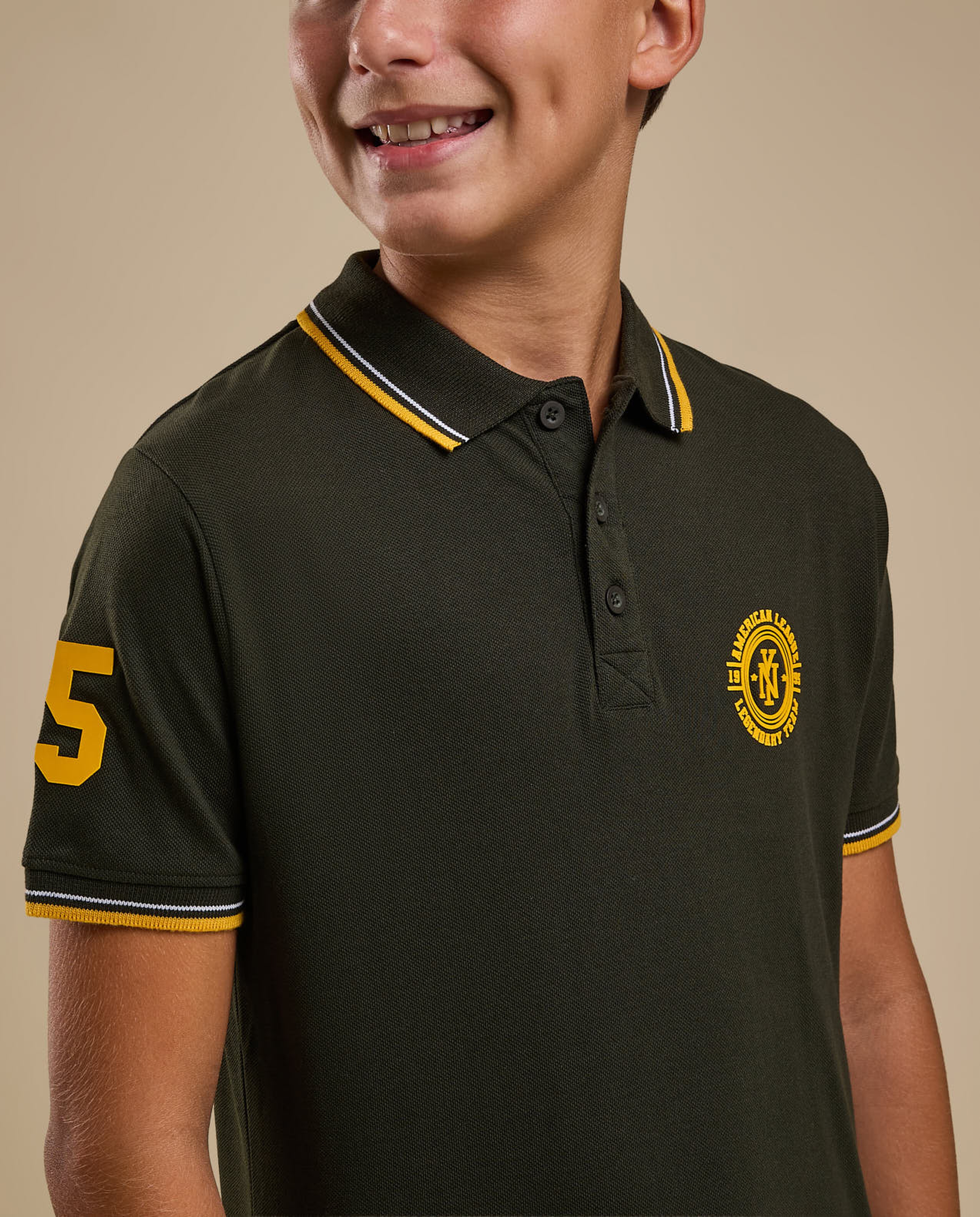 Print Detail Polo T-Shirt with Short Sleeves