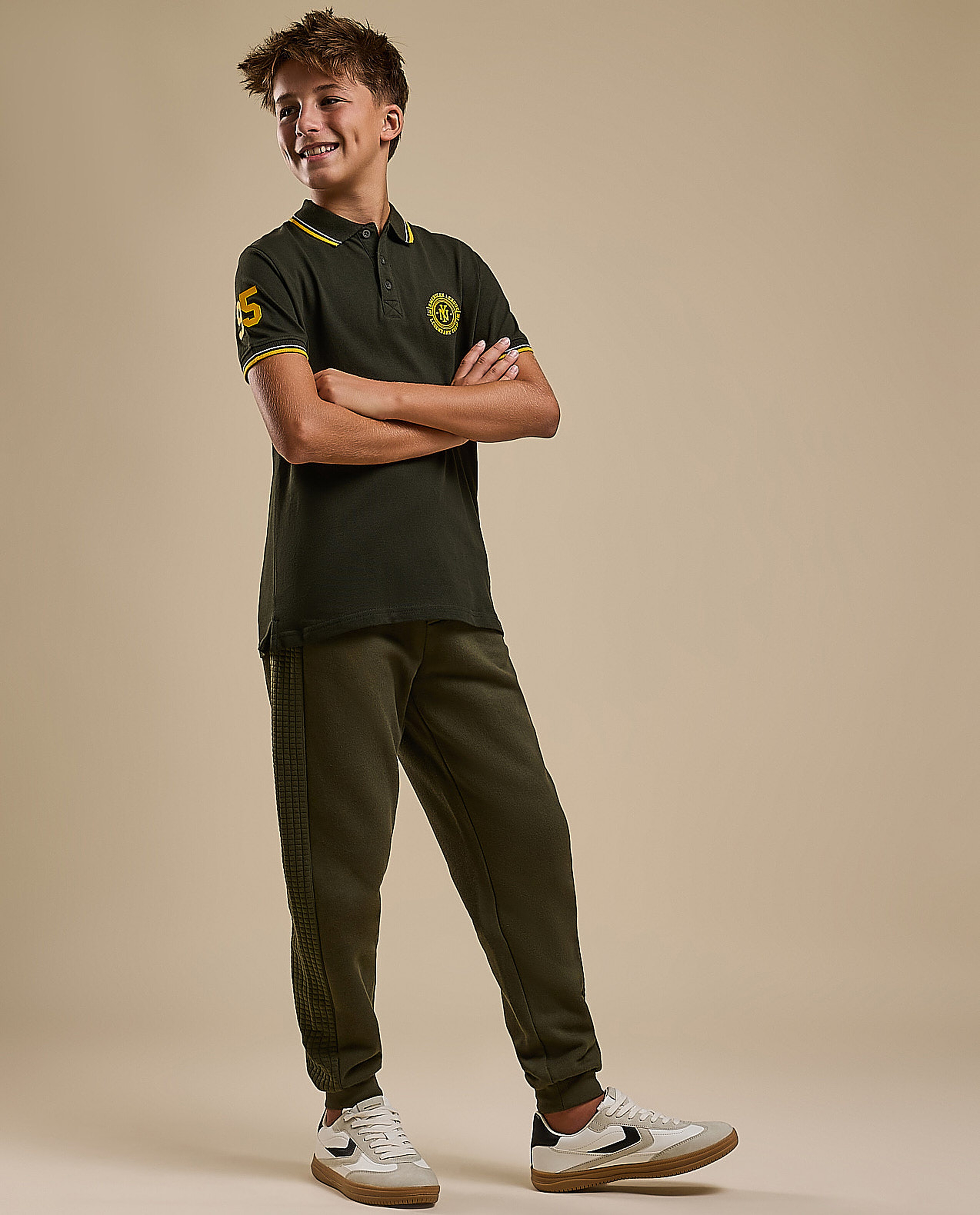 Print Detail Polo T-Shirt with Short Sleeves