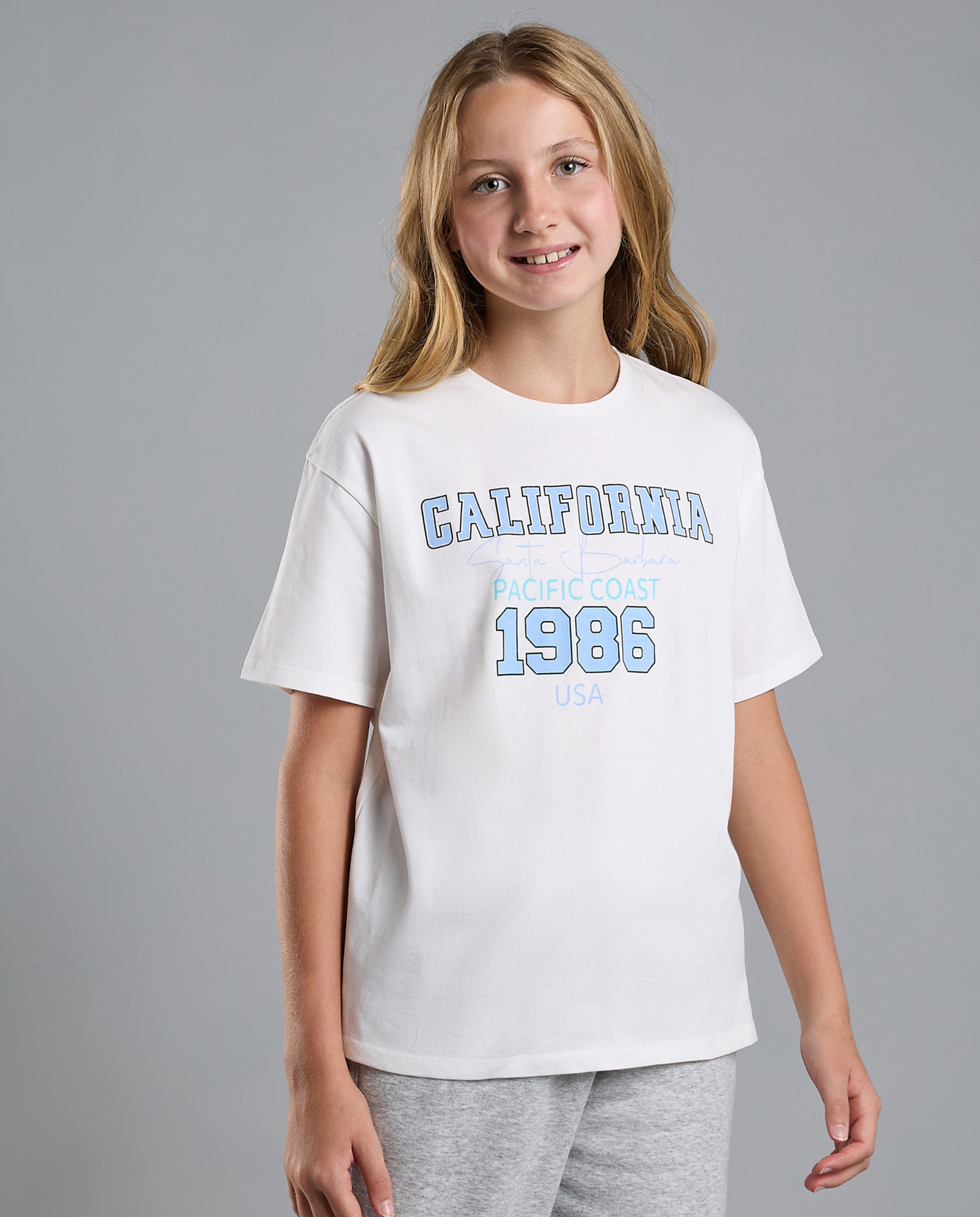 Printed T-Shirt with Crew Neck and Short Sleeves