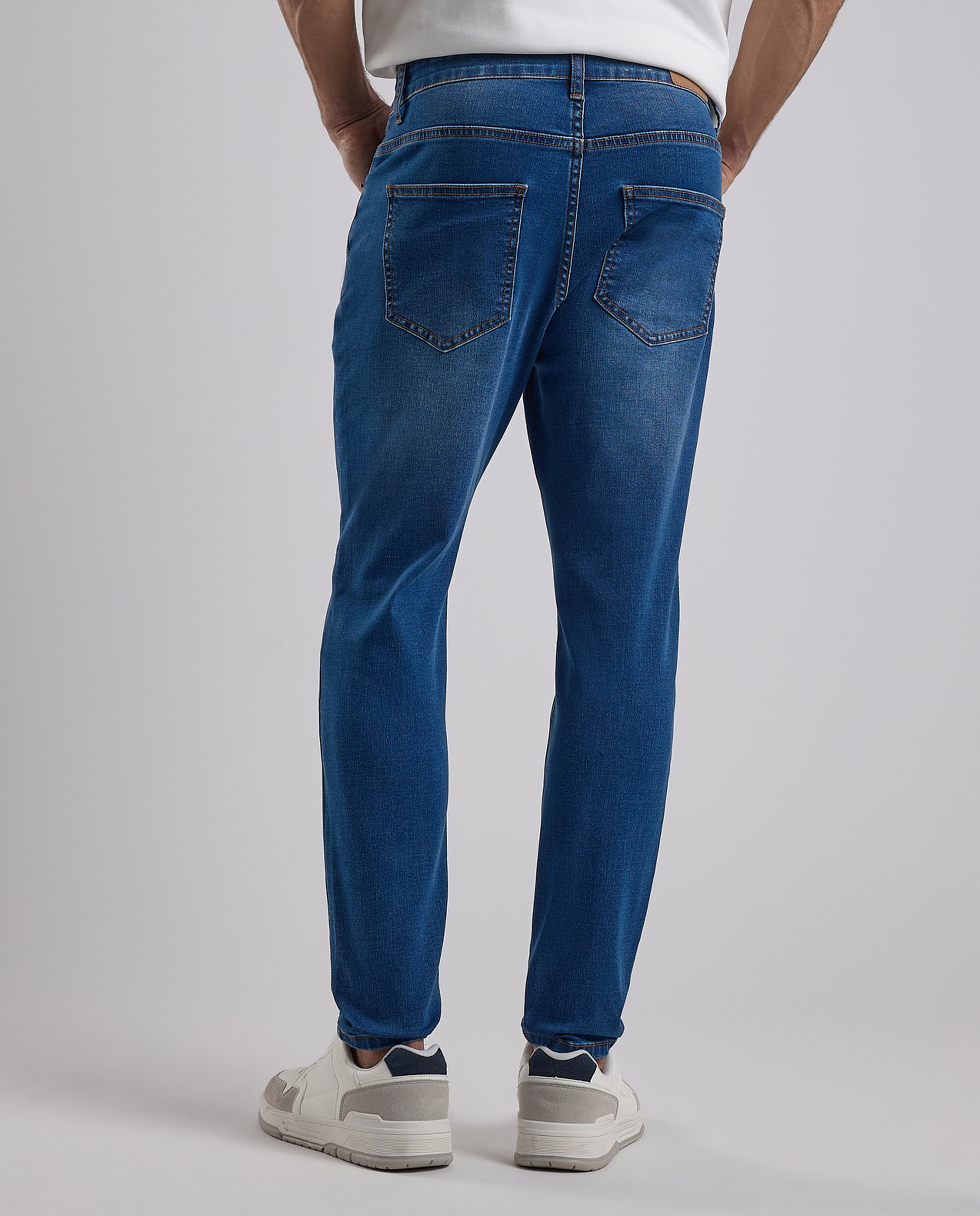 Faded Regular Fit Jeans with Button Closure