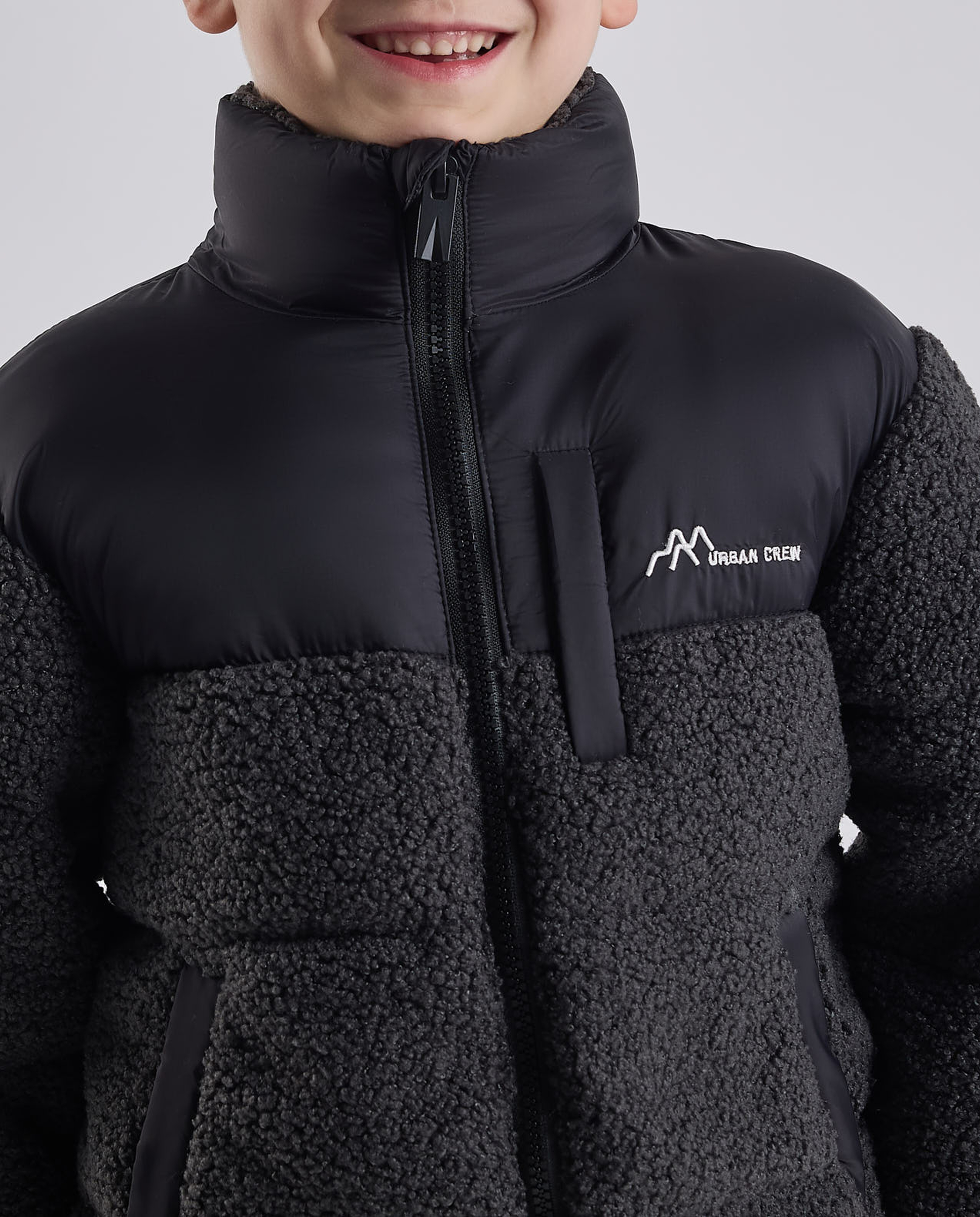 Sherpa Puffer Jacket with Zipper Closure