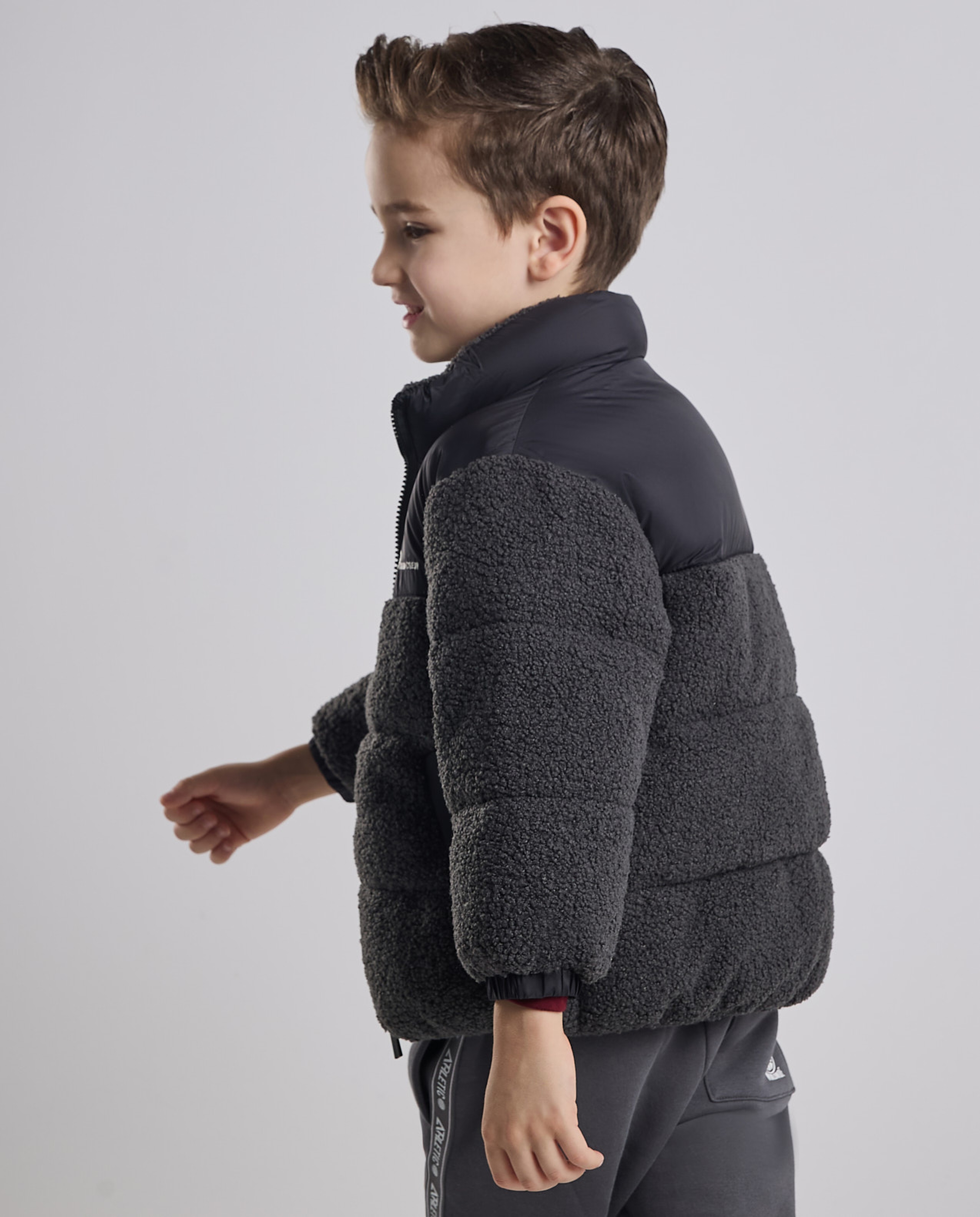 Sherpa Puffer Jacket with Zipper Closure