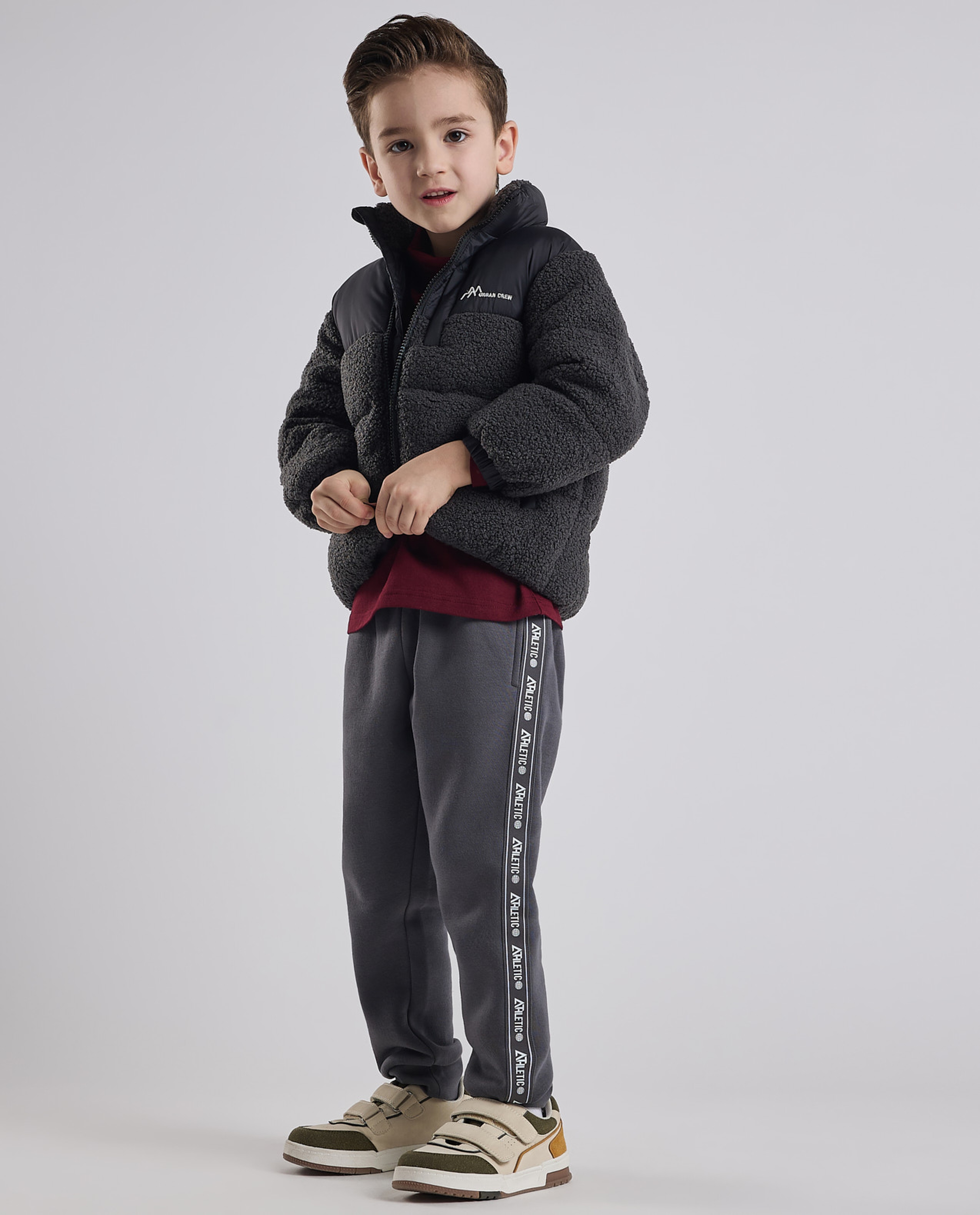 Sherpa Puffer Jacket with Zipper Closure