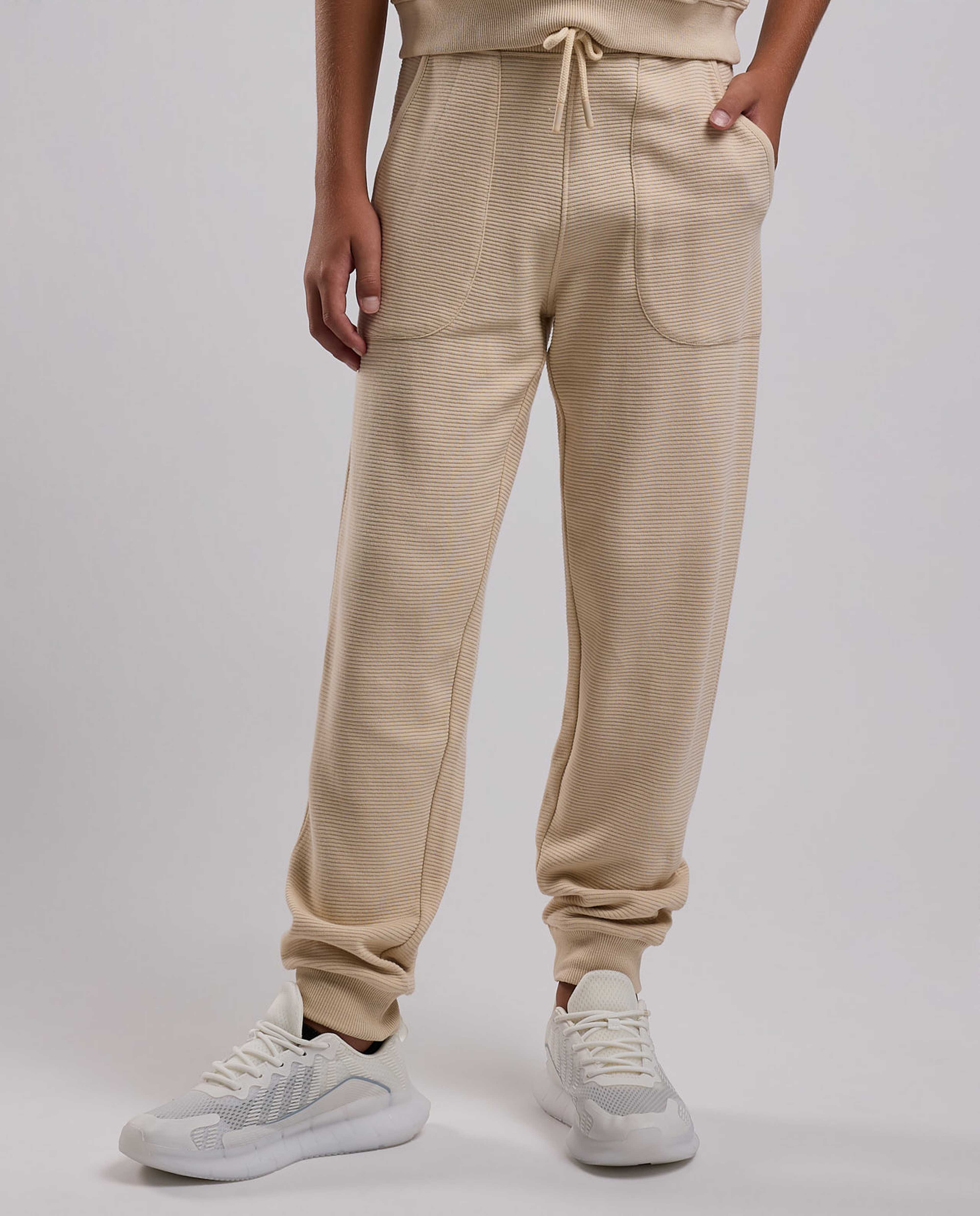 Textured Joggers with Drawstring Waist