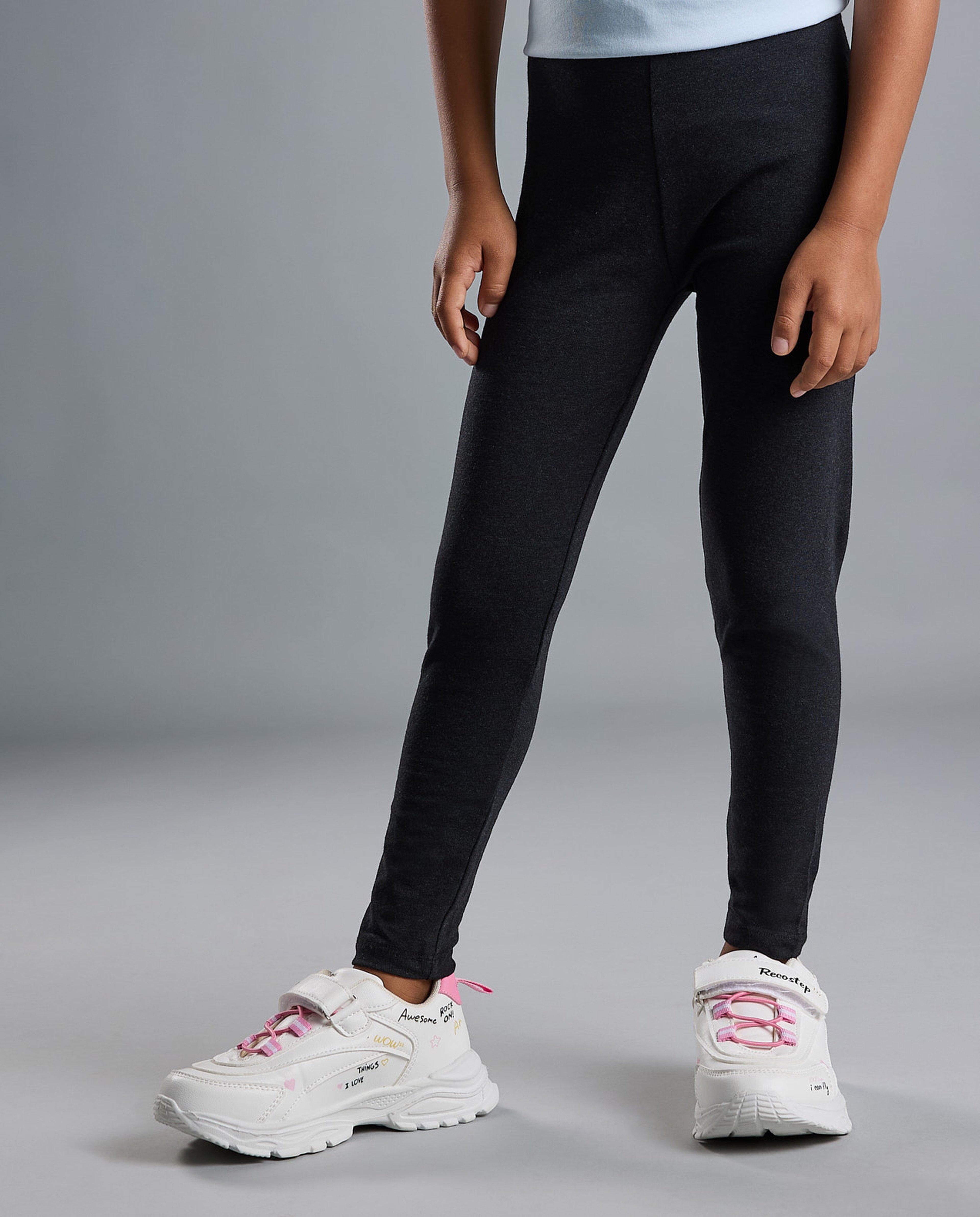 Solid Leggings with Elastic Waist