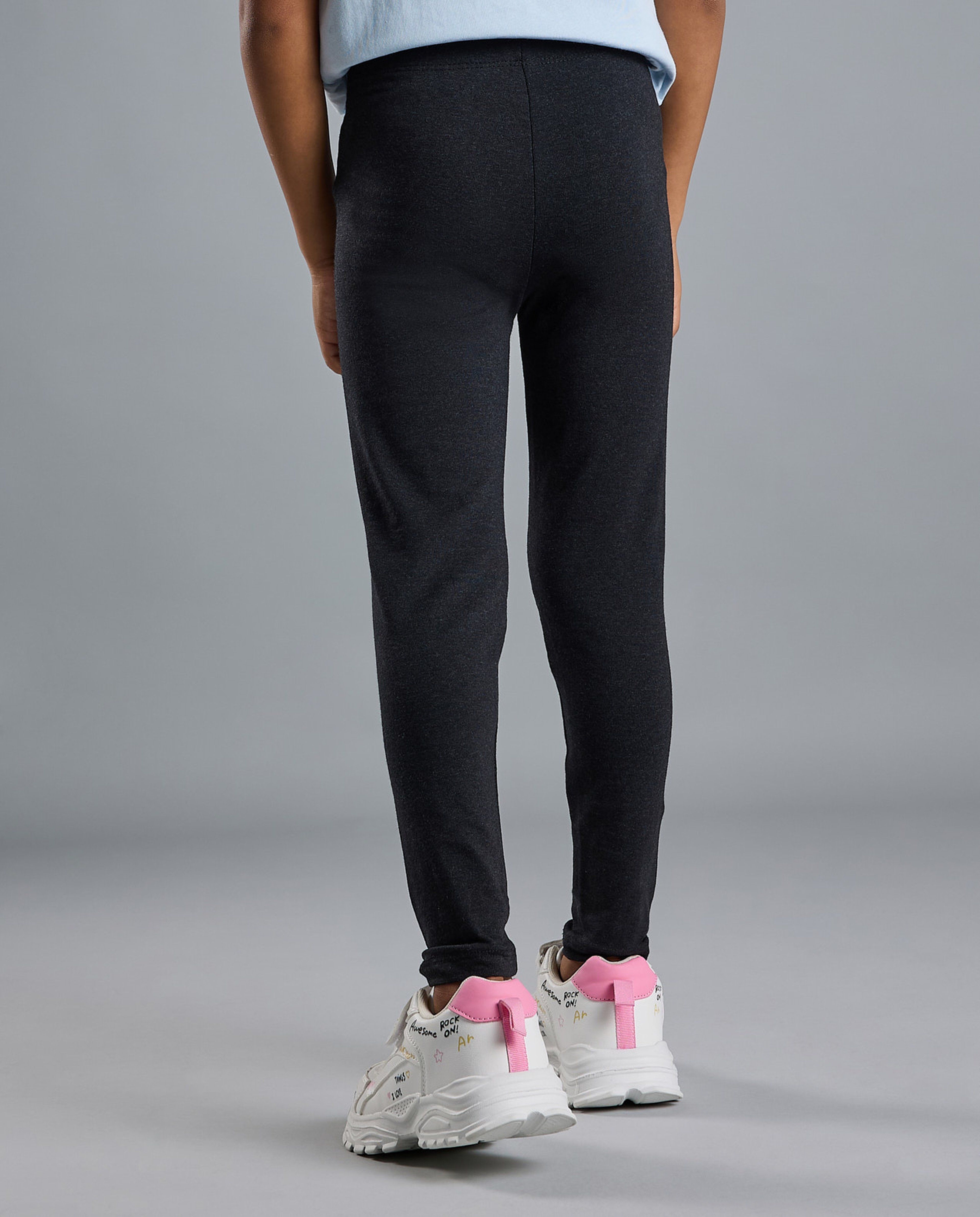 Solid Leggings with Elastic Waist