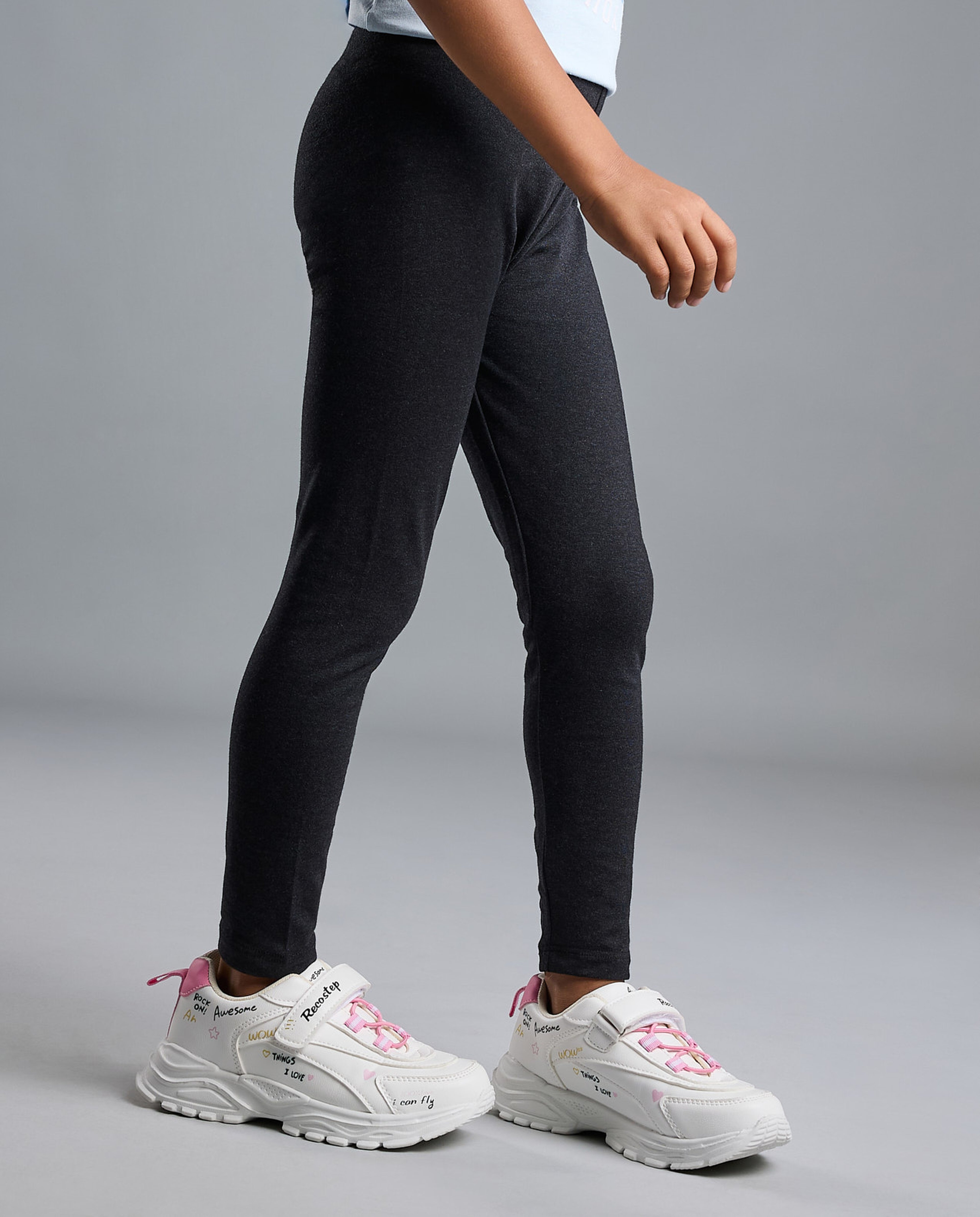 Solid Leggings with Elastic Waist
