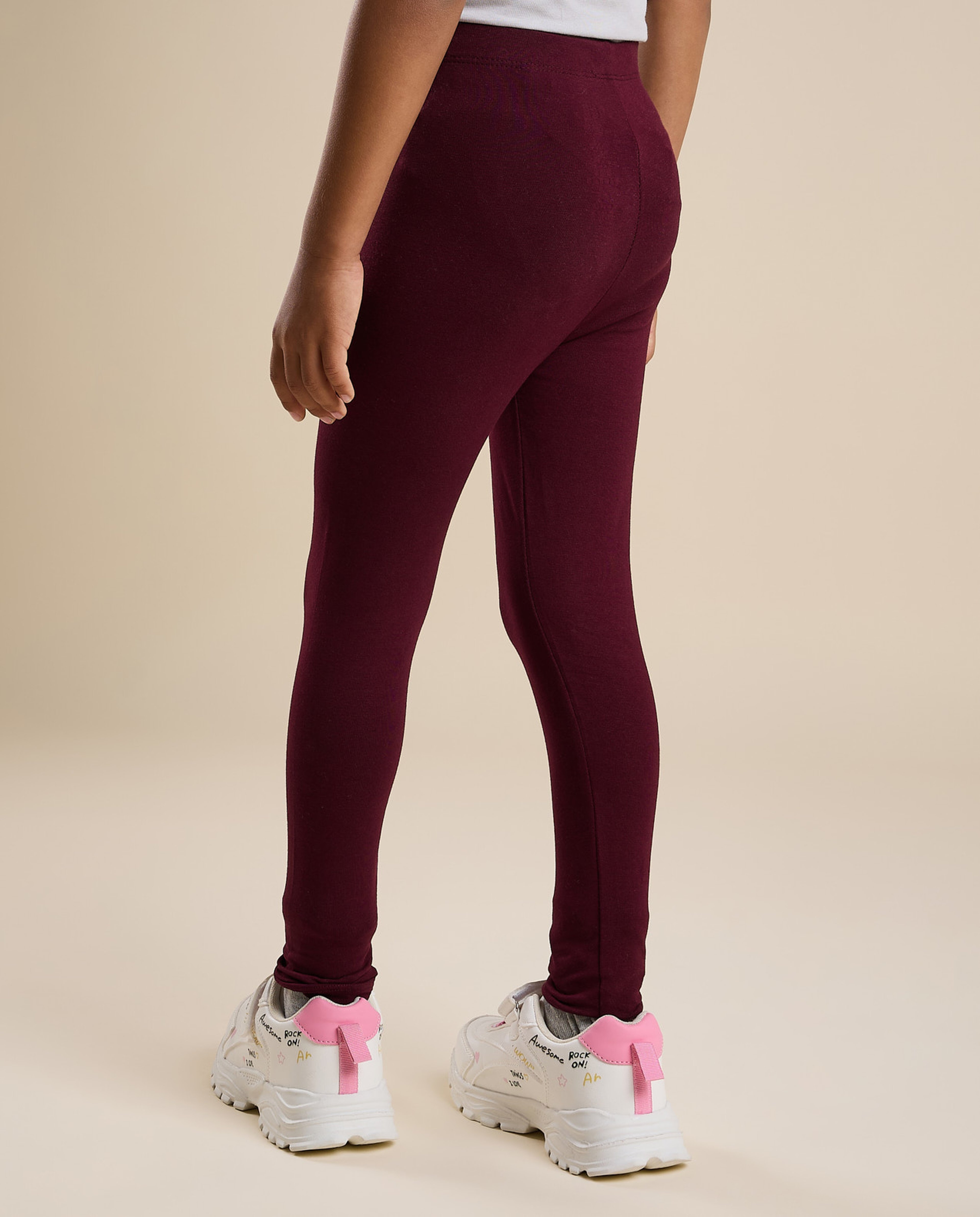 Solid Leggings with Elastic Waist
