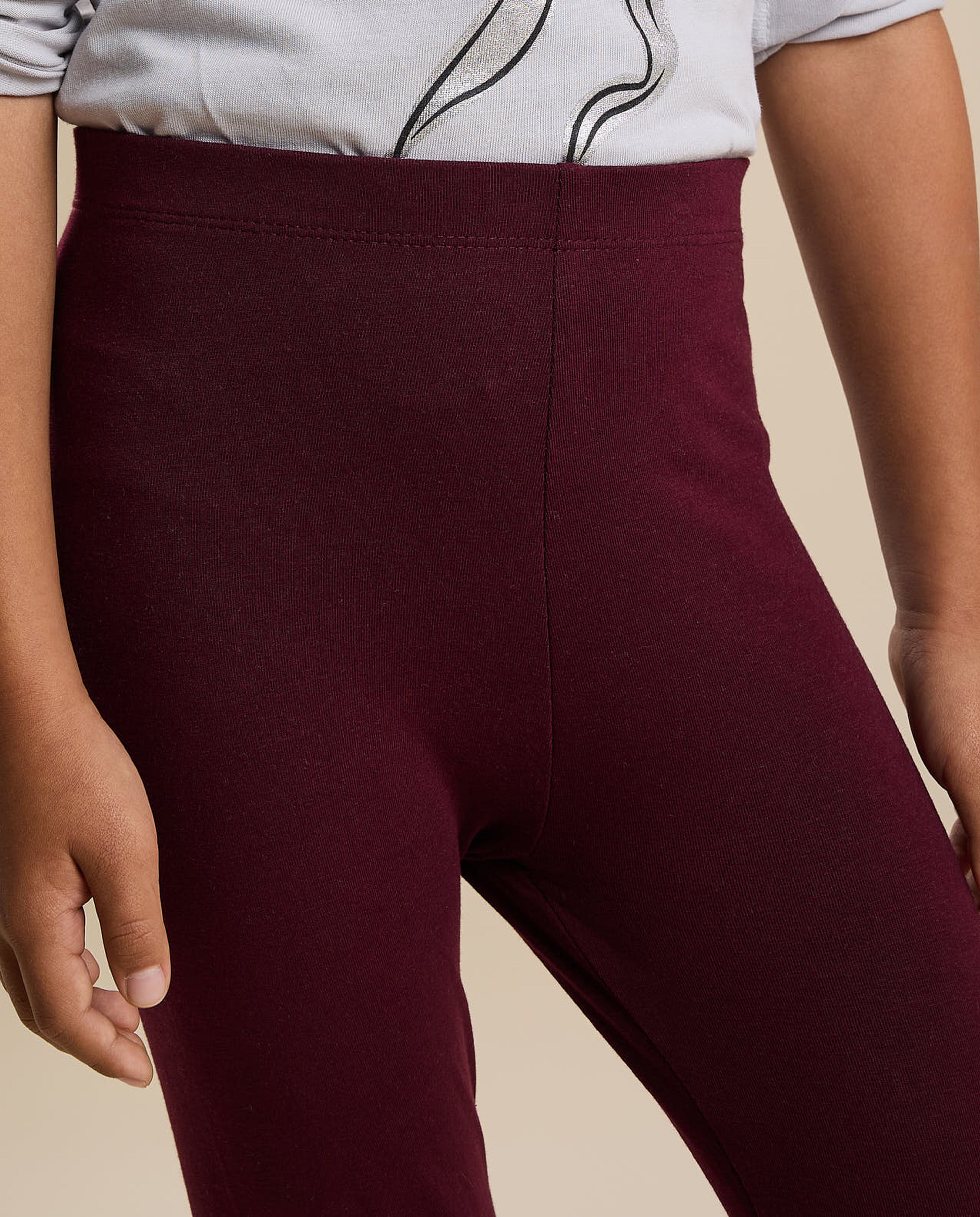 Solid Leggings with Elastic Waist