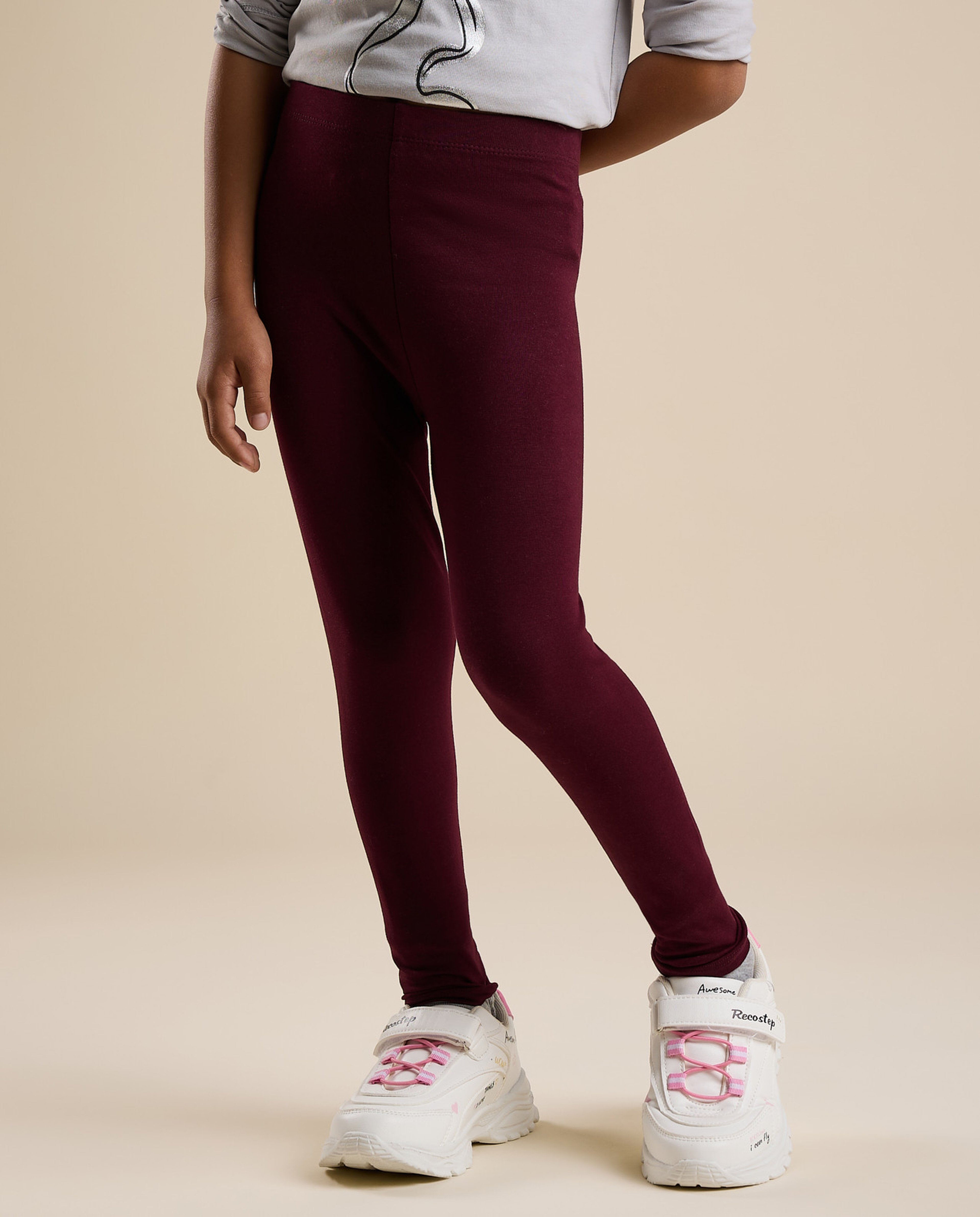 Solid Leggings with Elastic Waist