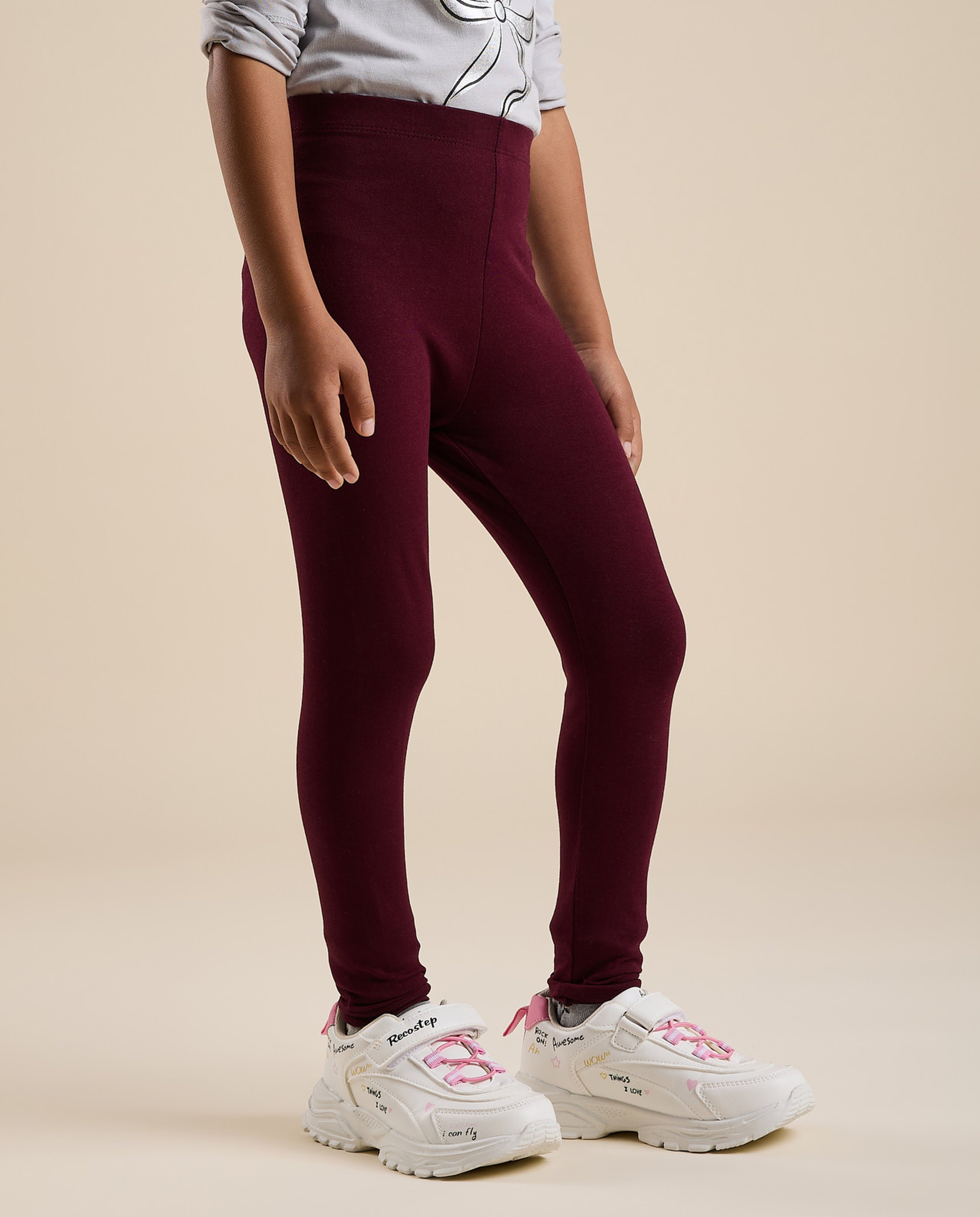 Solid Leggings with Elastic Waist