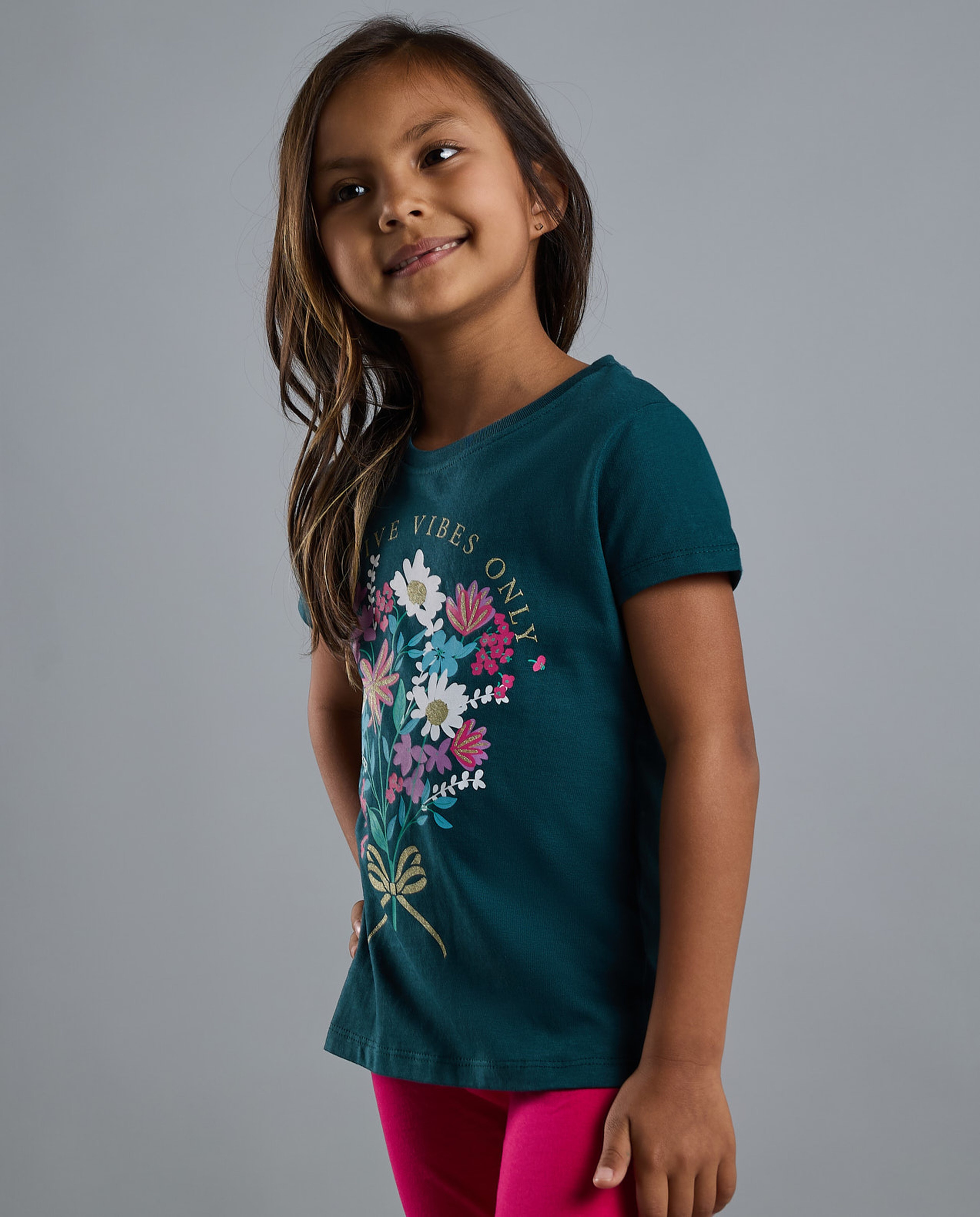 Printed T-Shirt with Crew Neck and Short Sleeves