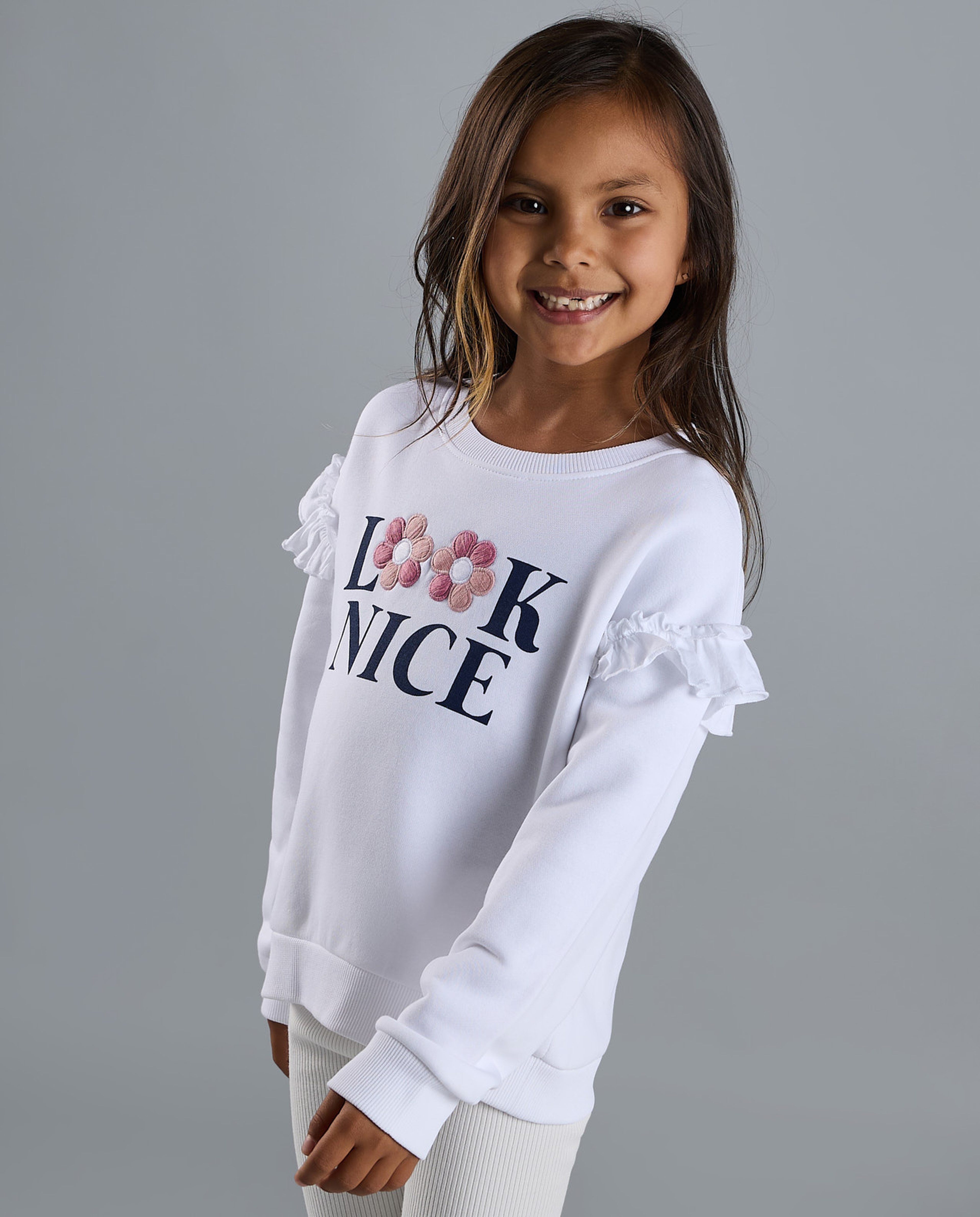 Printed Sweatshirt with Crew Neck and Long Sleeves