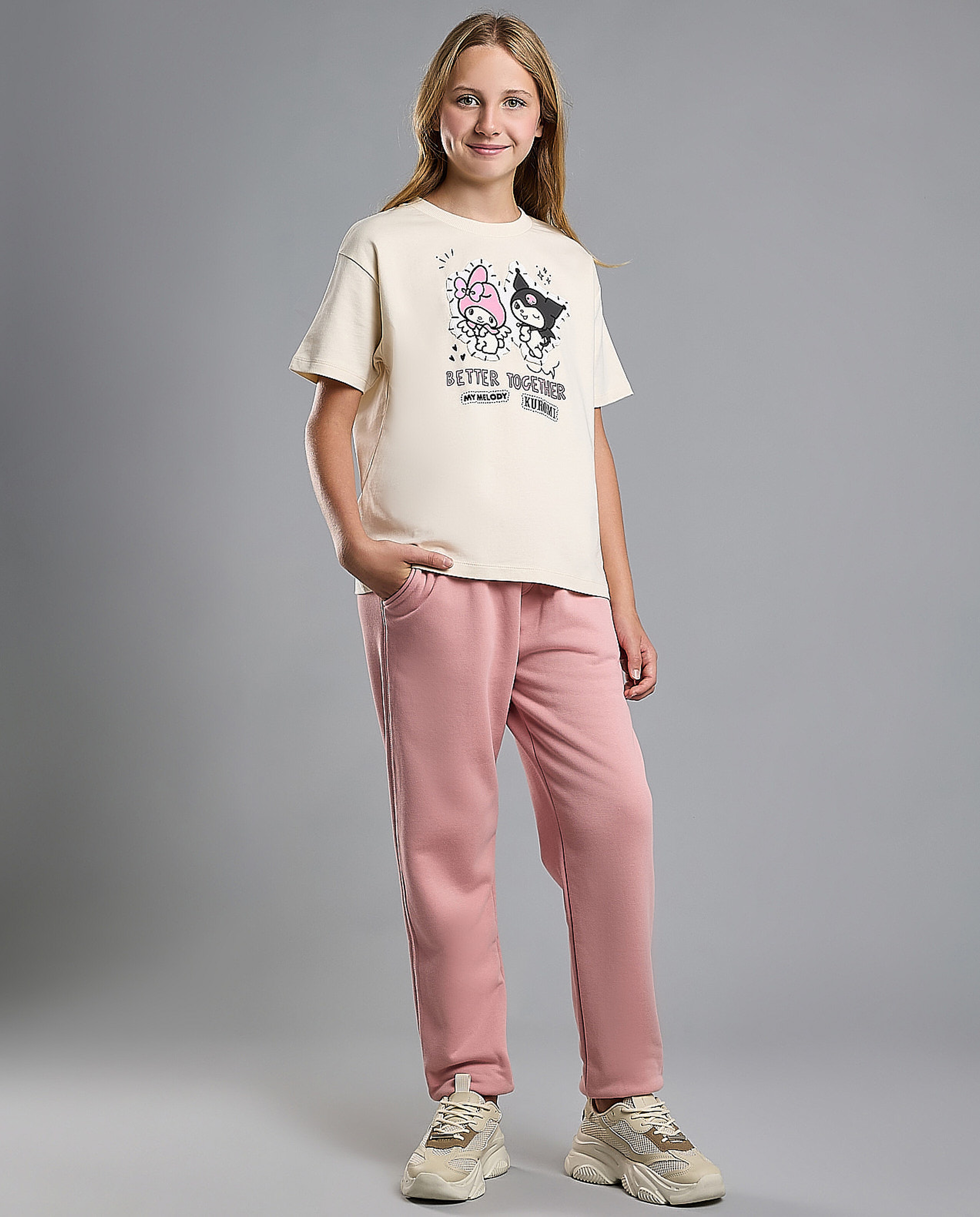 Kuromi Print T-Shirt with Crew Neck and Short Sleeves