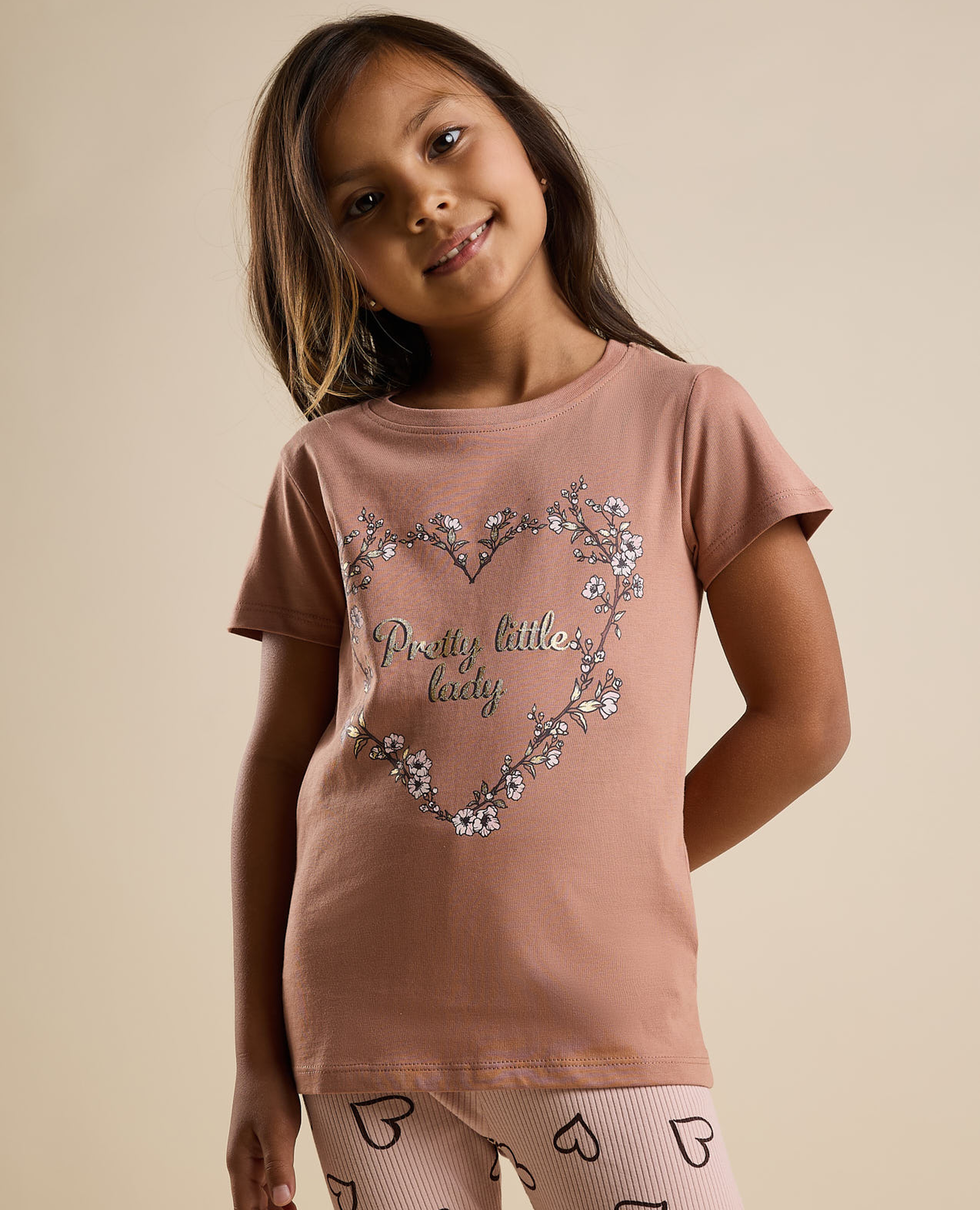 Printed T-Shirt with Crew Neck and Short Sleeves