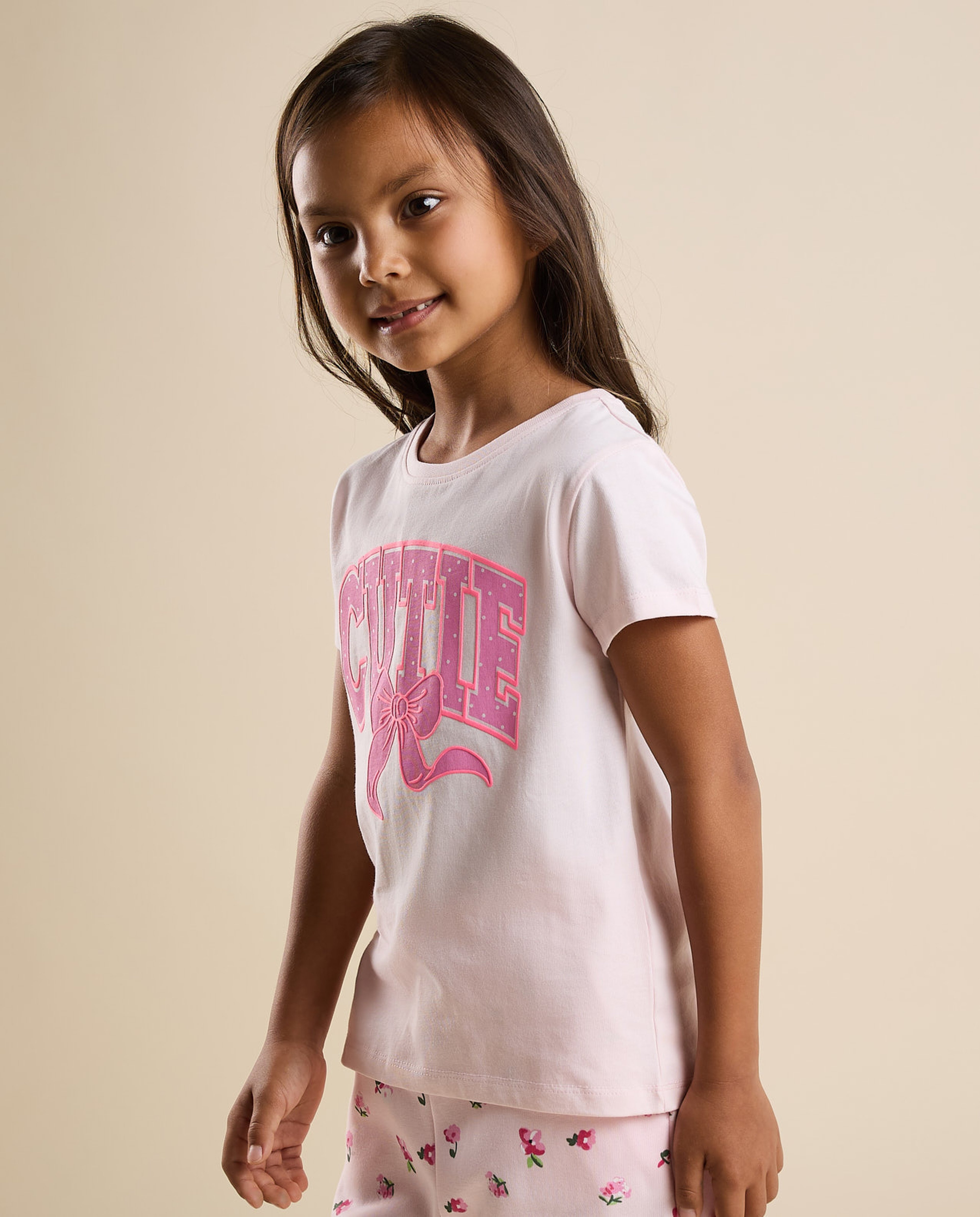 Printed T-Shirt with Crew Neck and Short Sleeves