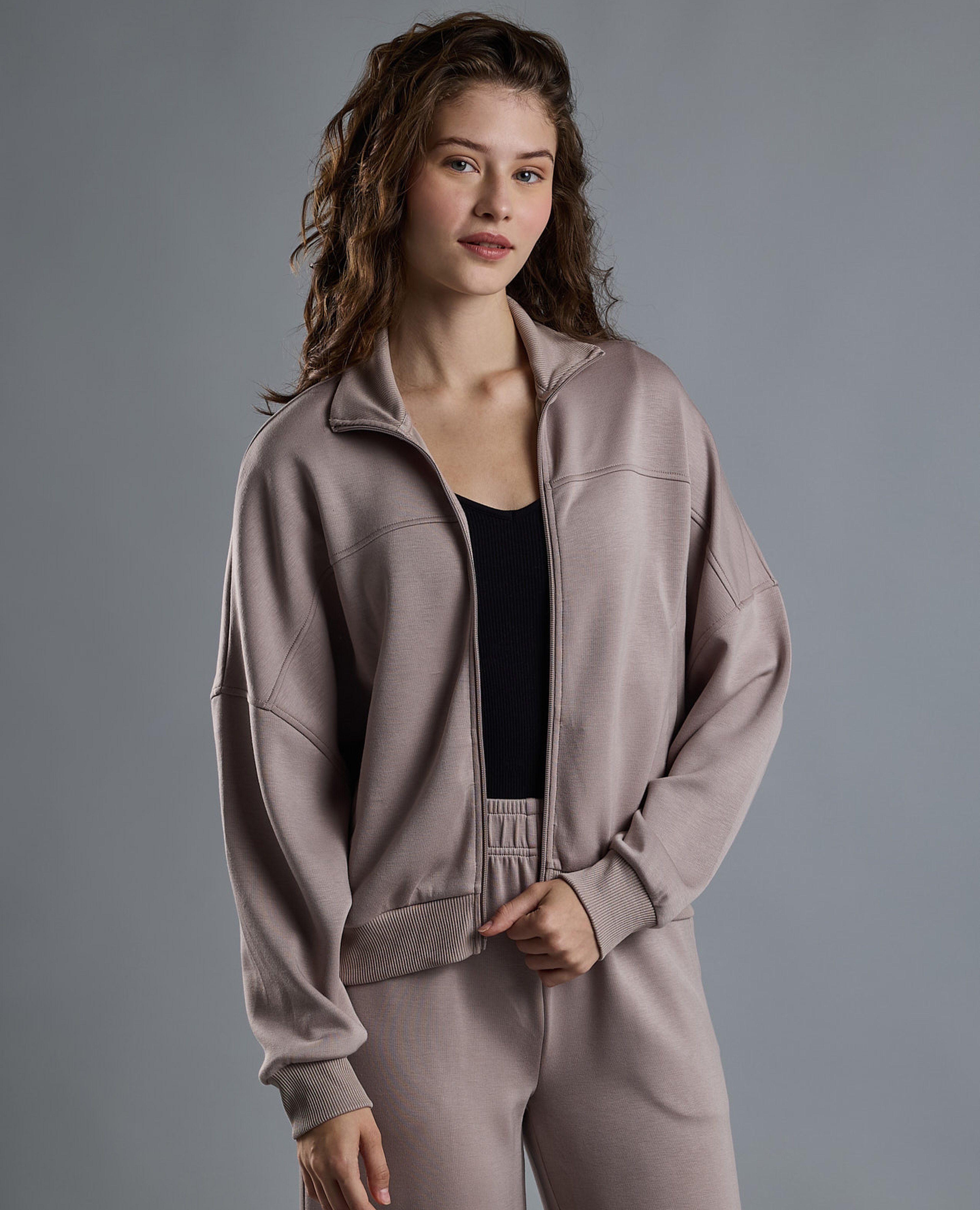 Solid Jacket with Zipper Closure