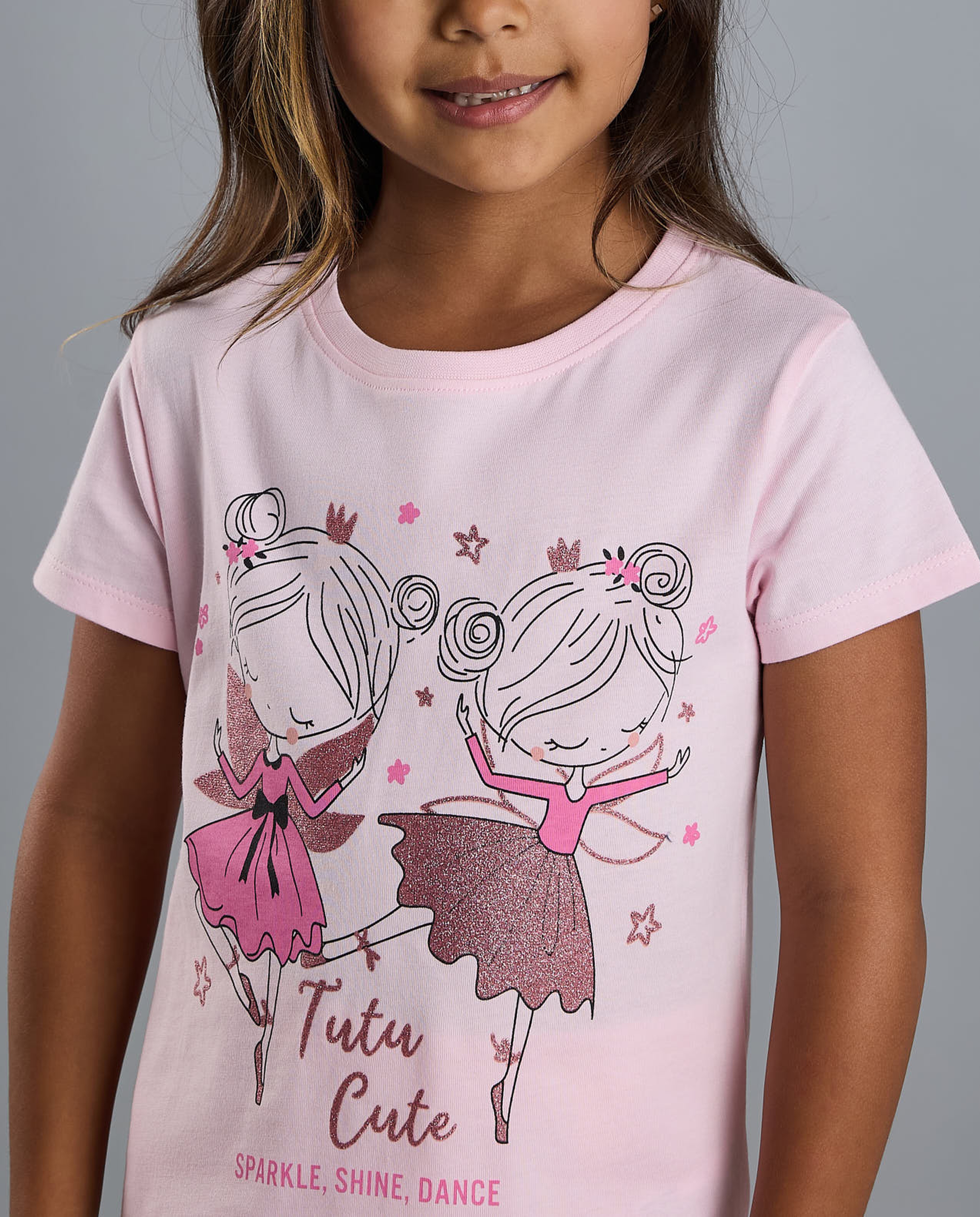 Printed T-Shirt with Crew Neck and Short Sleeves