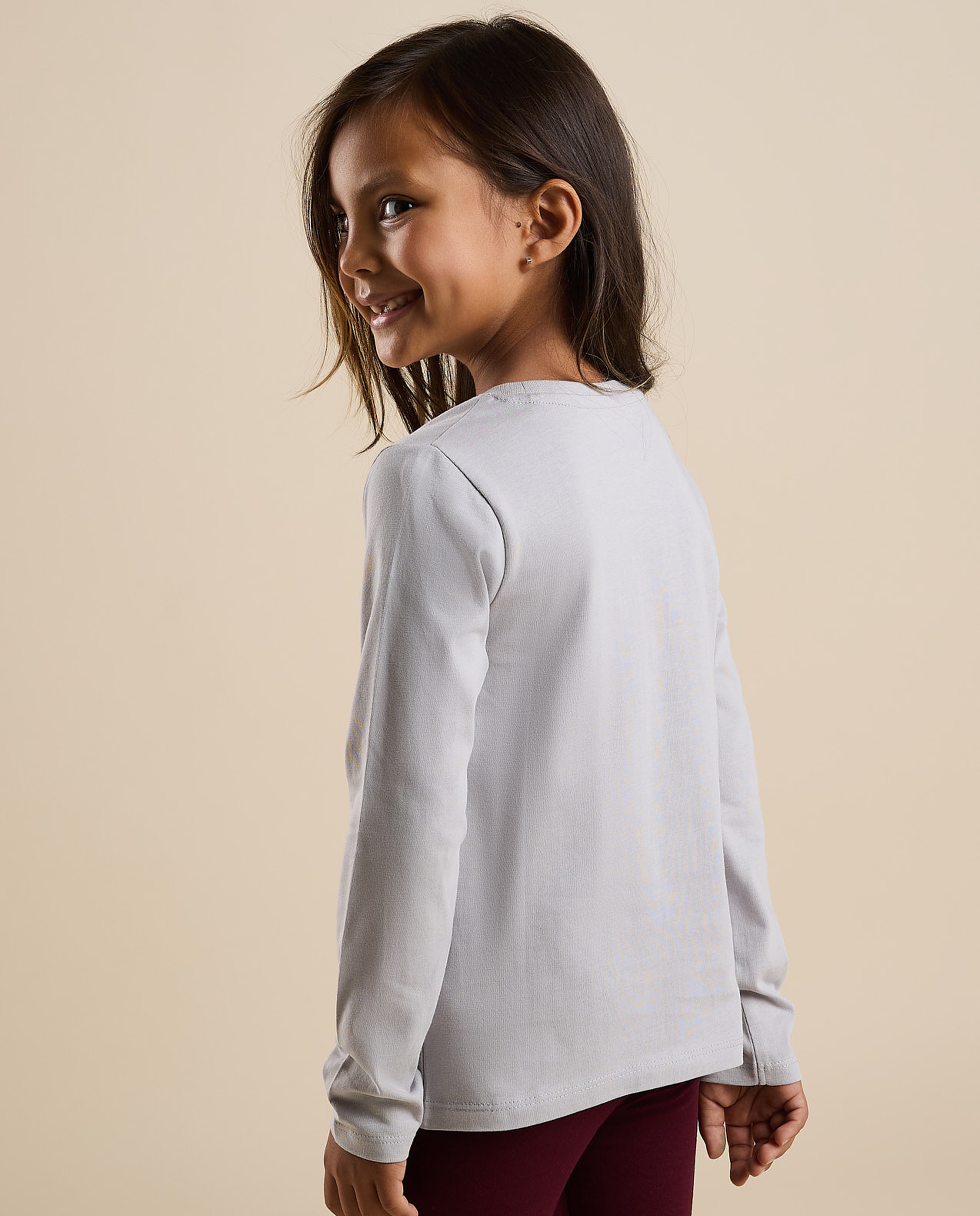 Printed T-Shirt with Crew Neck and Long Sleeves