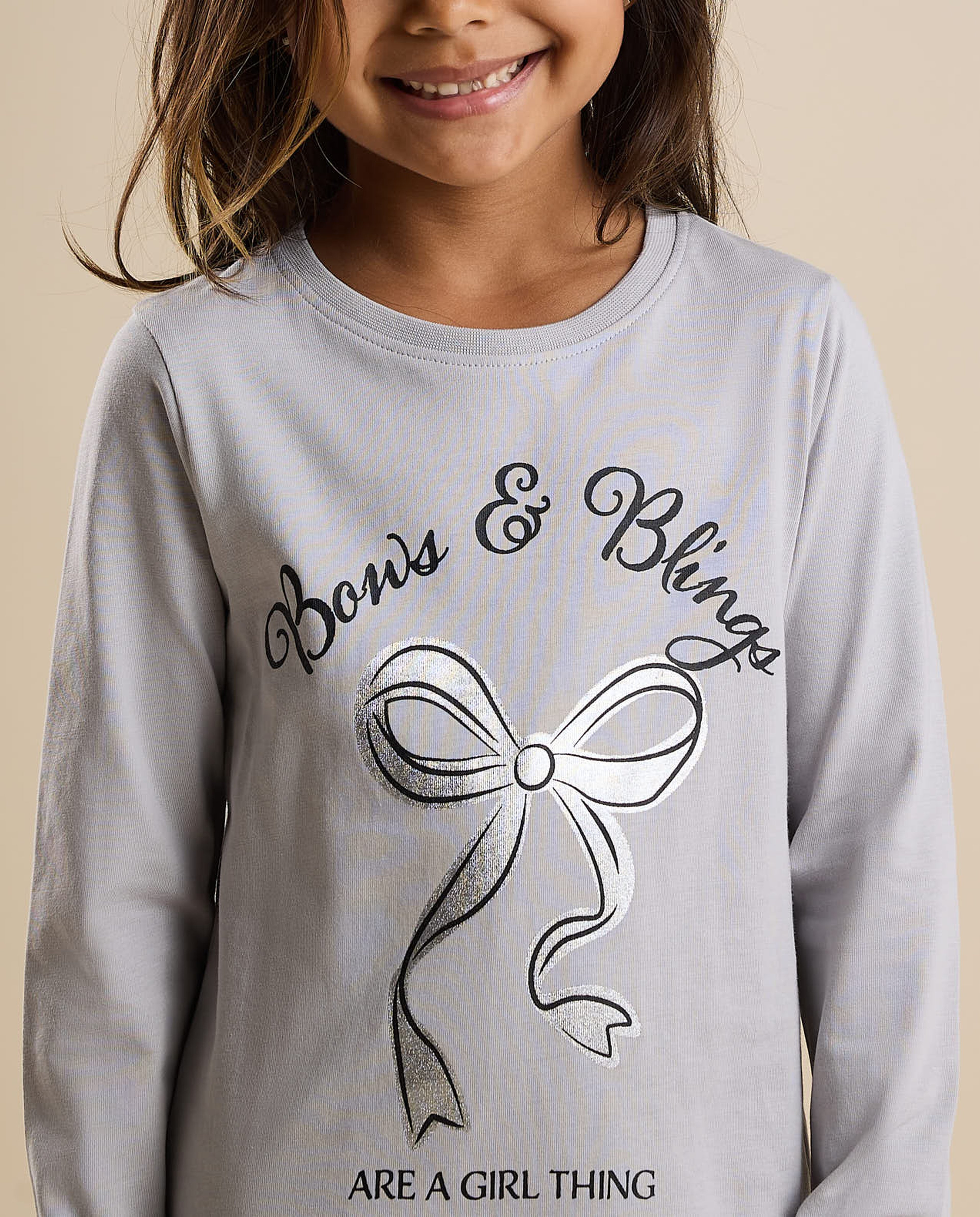 Printed T-Shirt with Crew Neck and Long Sleeves