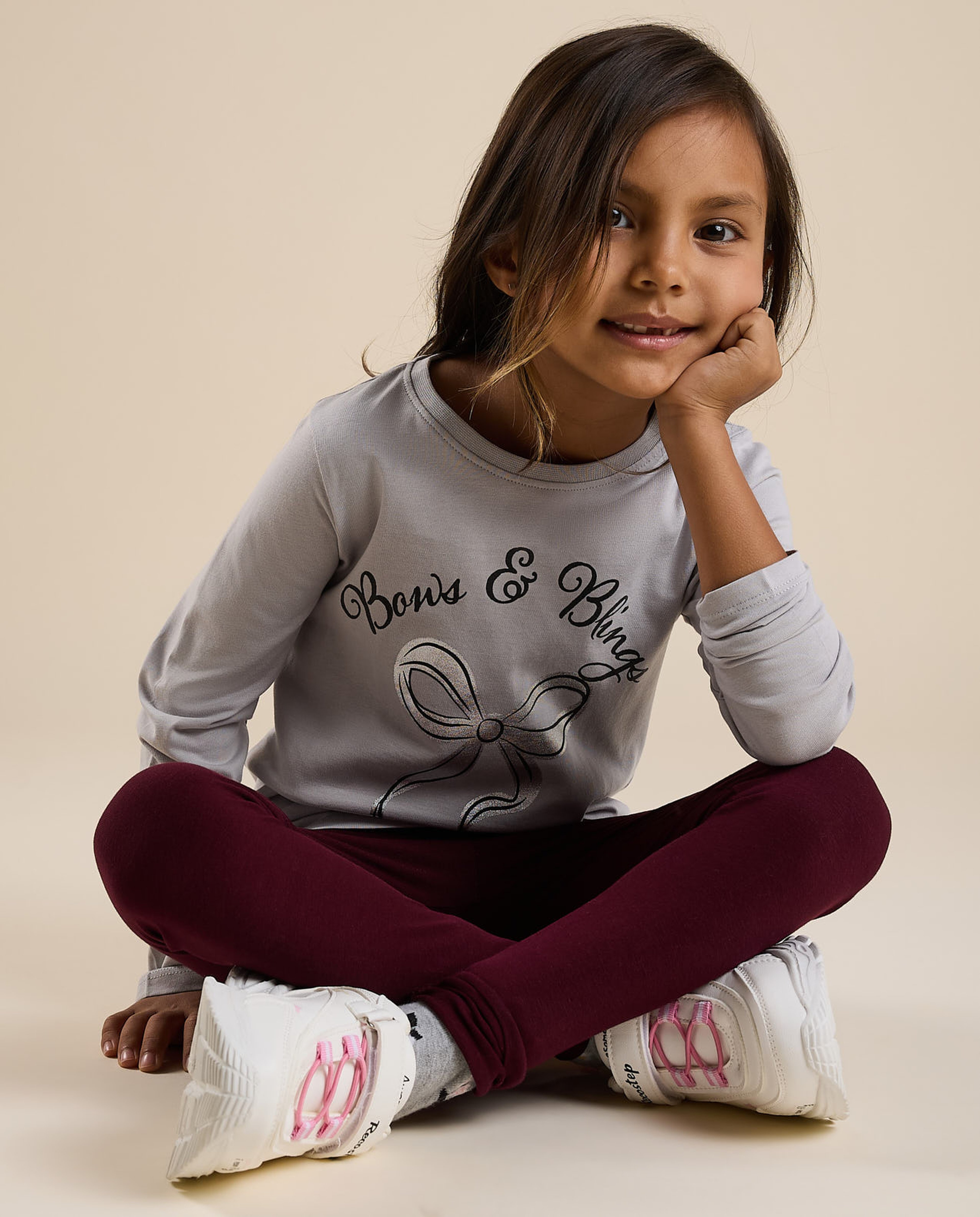 Printed T-Shirt with Crew Neck and Long Sleeves