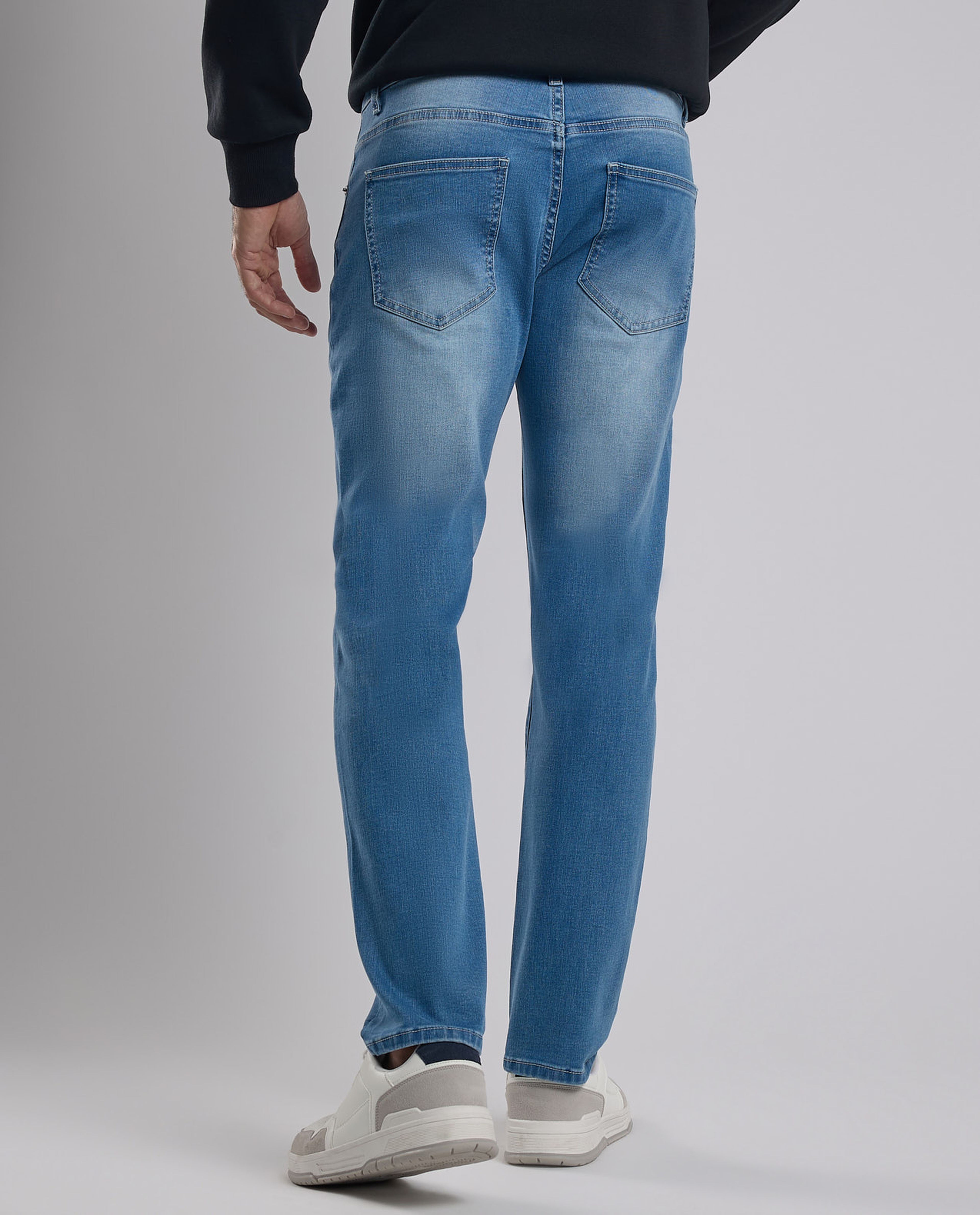 Faded Slim Fit Jeans with Button Closure