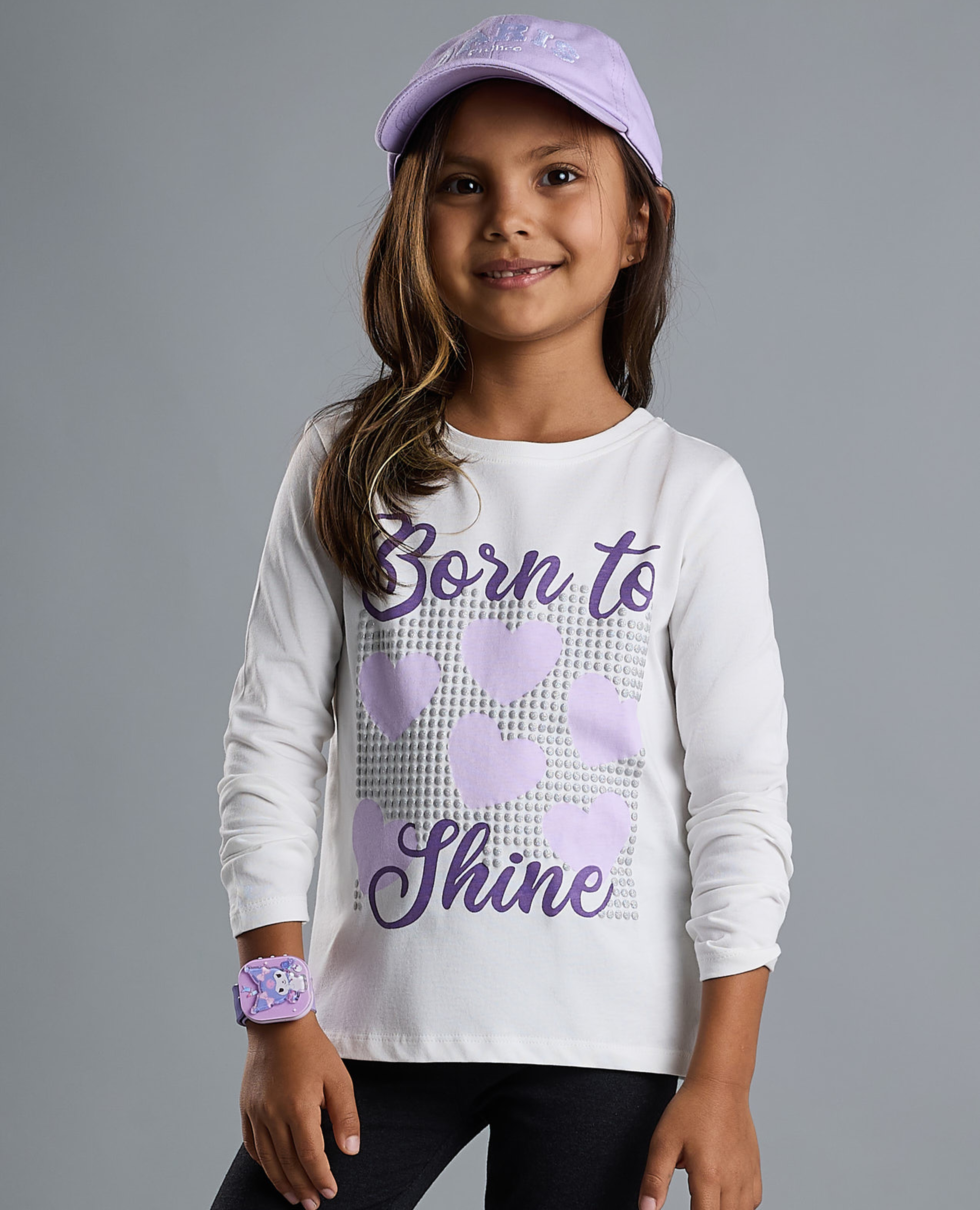 Printed T-Shirt with Crew Neck and Long Sleeves