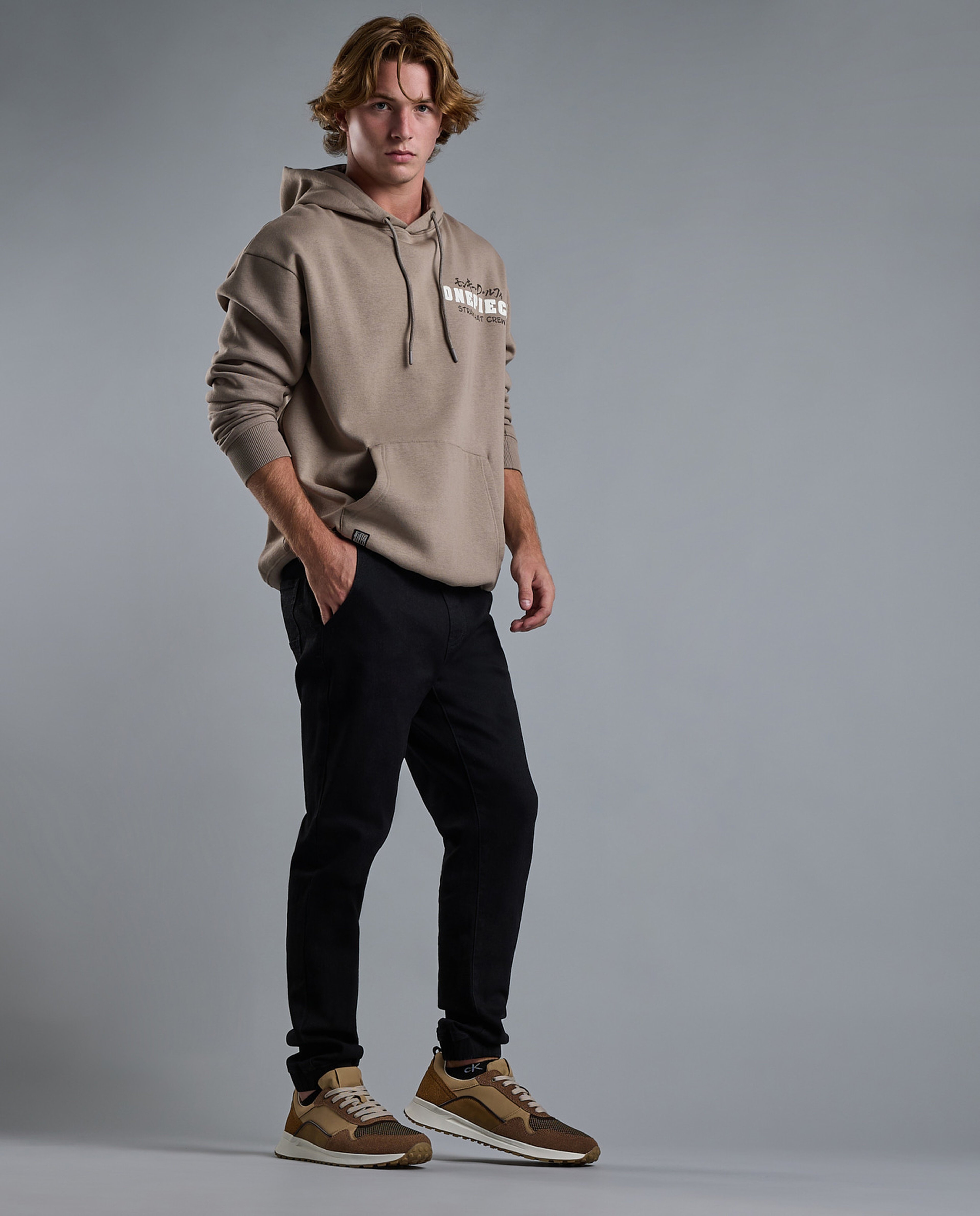 Solid Jogger Jeans with Drawstring Waist