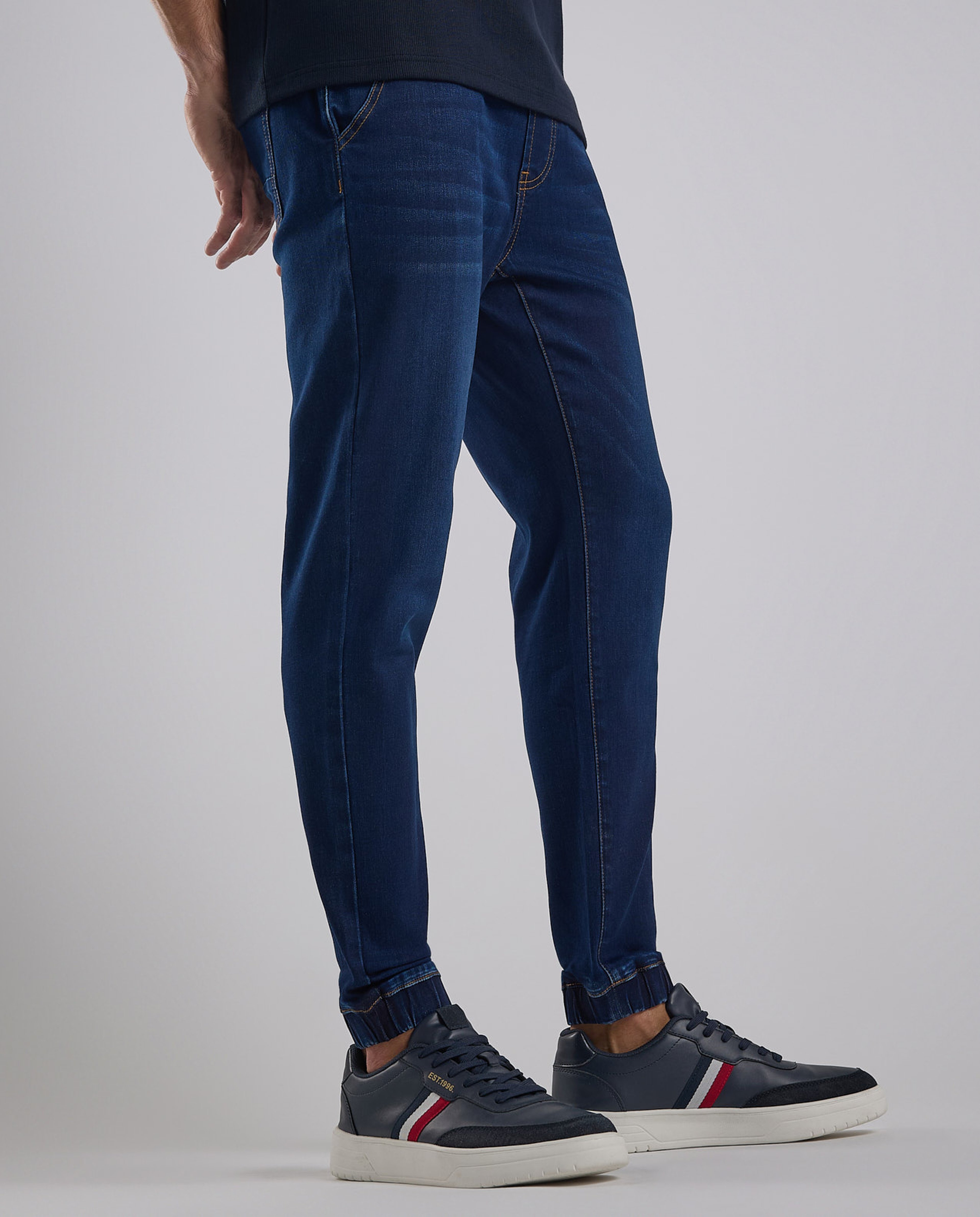 Washed Jogger Jeans with Drawstring Waist