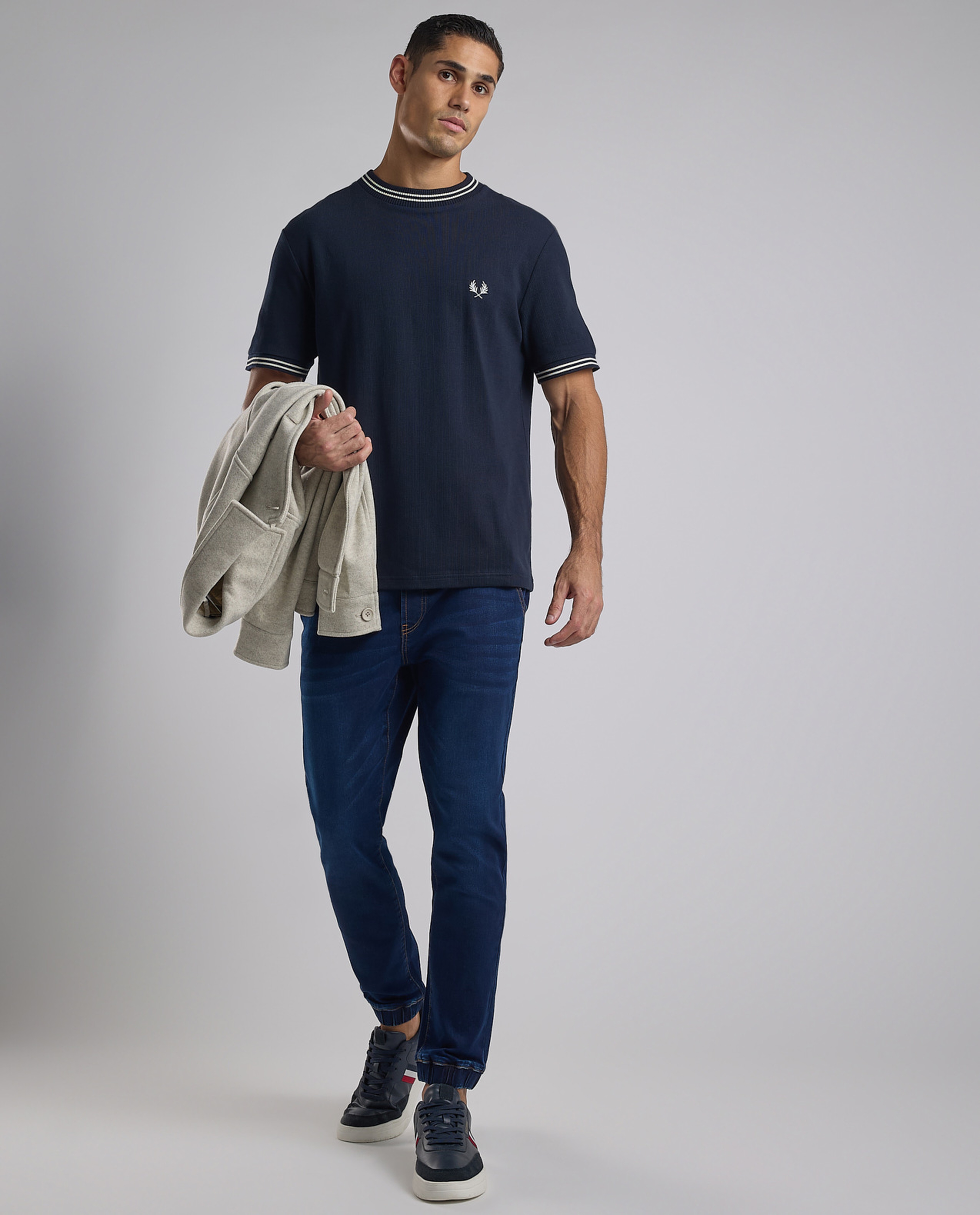 Washed Jogger Jeans with Drawstring Waist