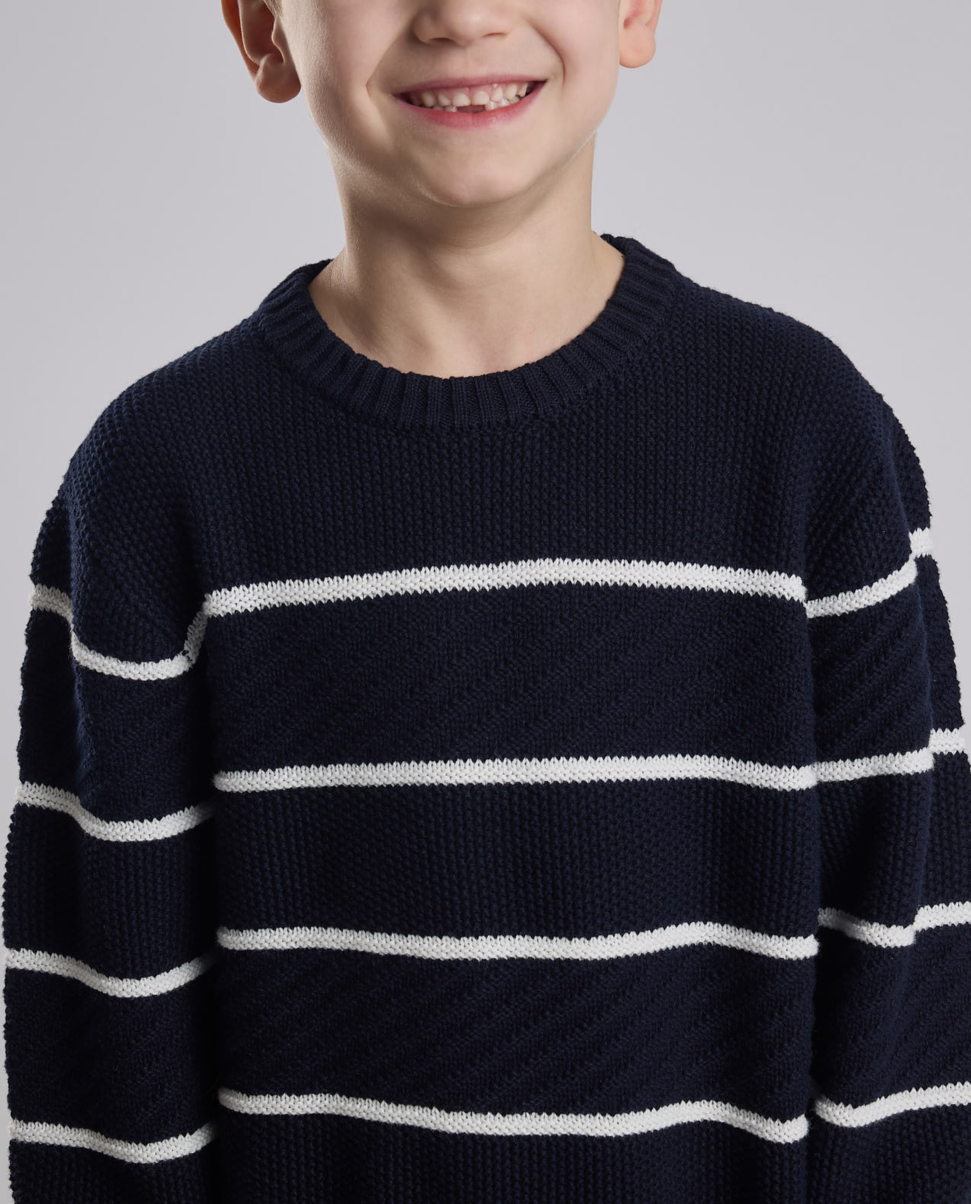 Striped Sweater with Crew Neck and Long Sleeves