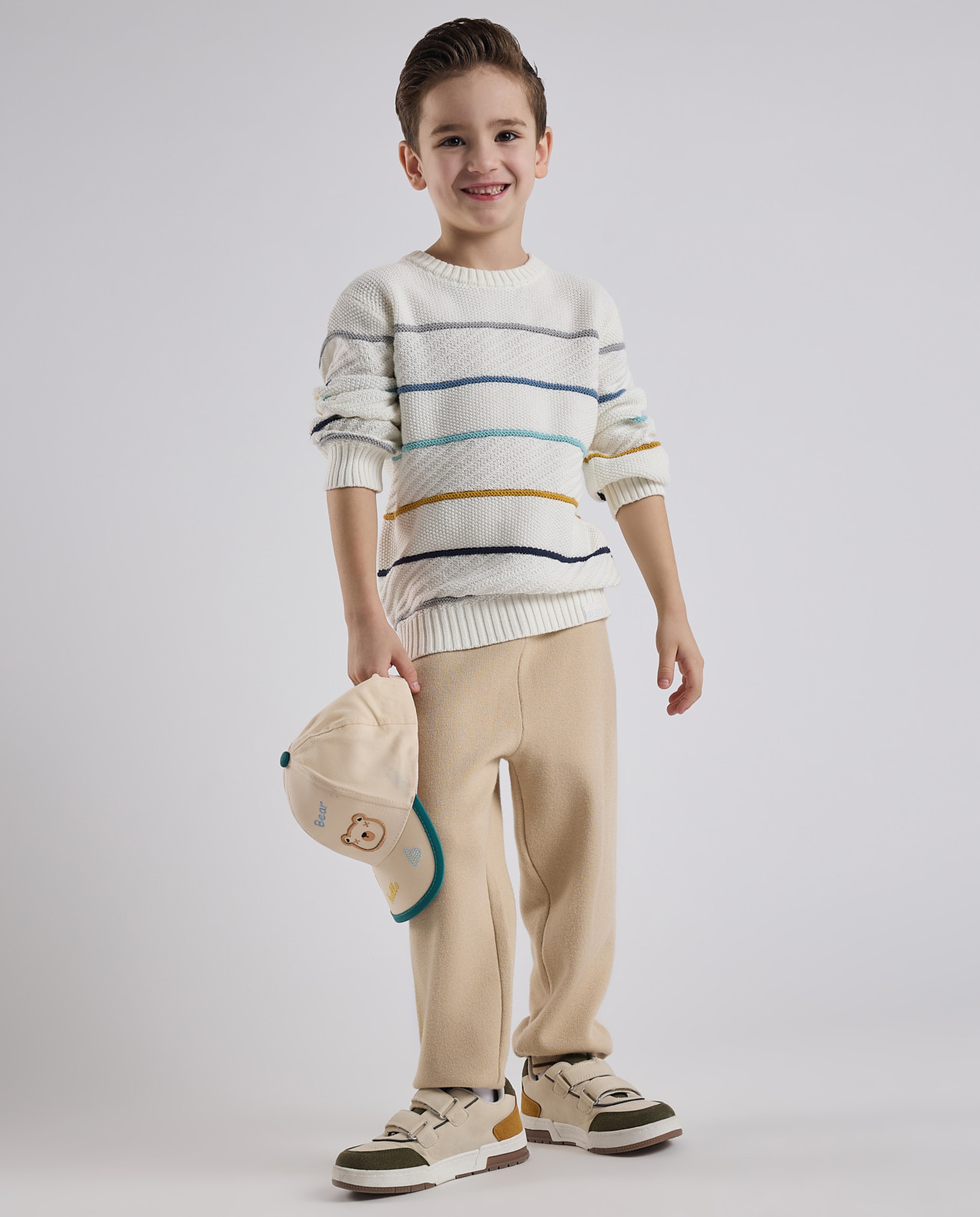 Striped Sweater with Crew Neck and Long Sleeves