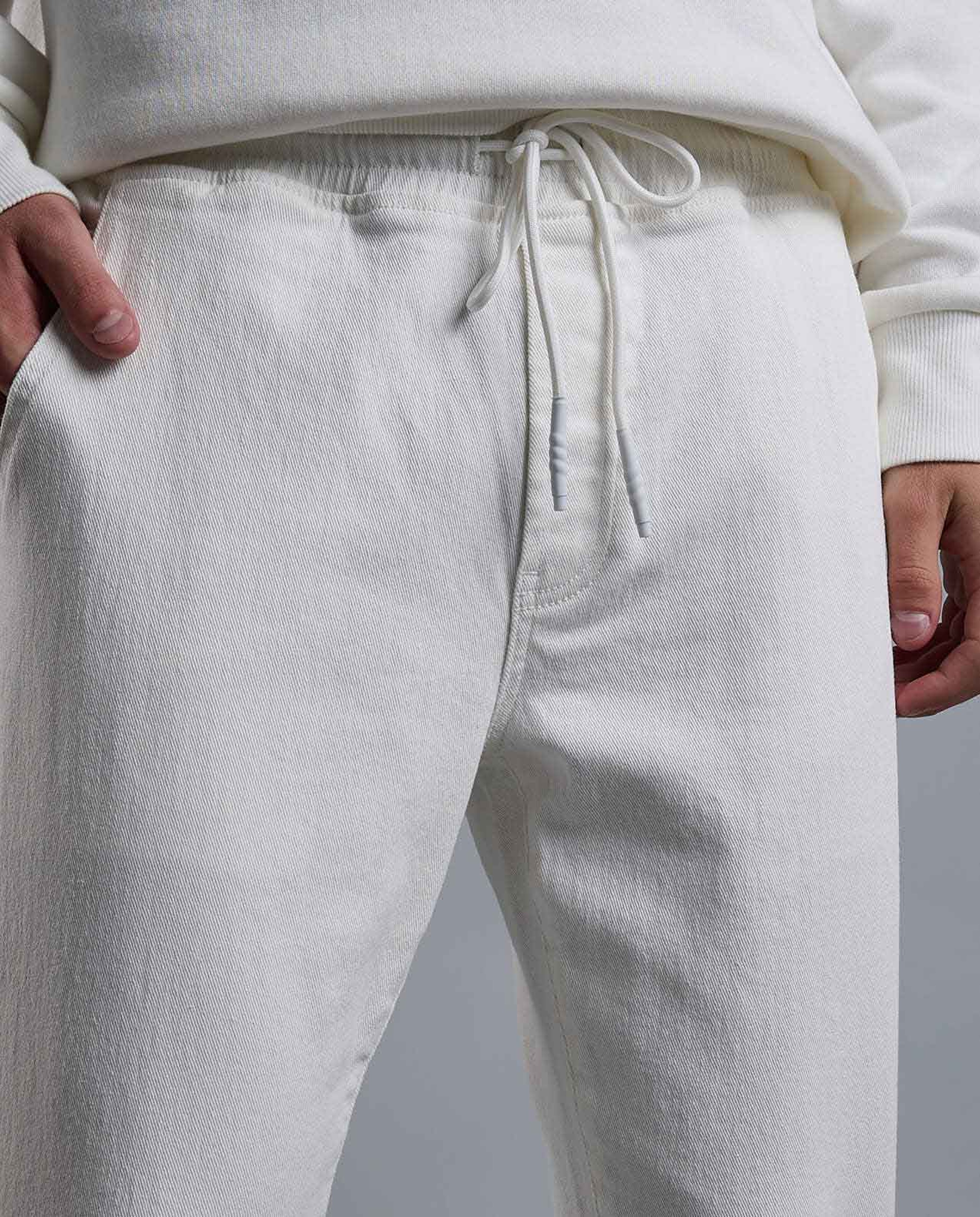 Solid Jogger Jeans with Drawstring Waist