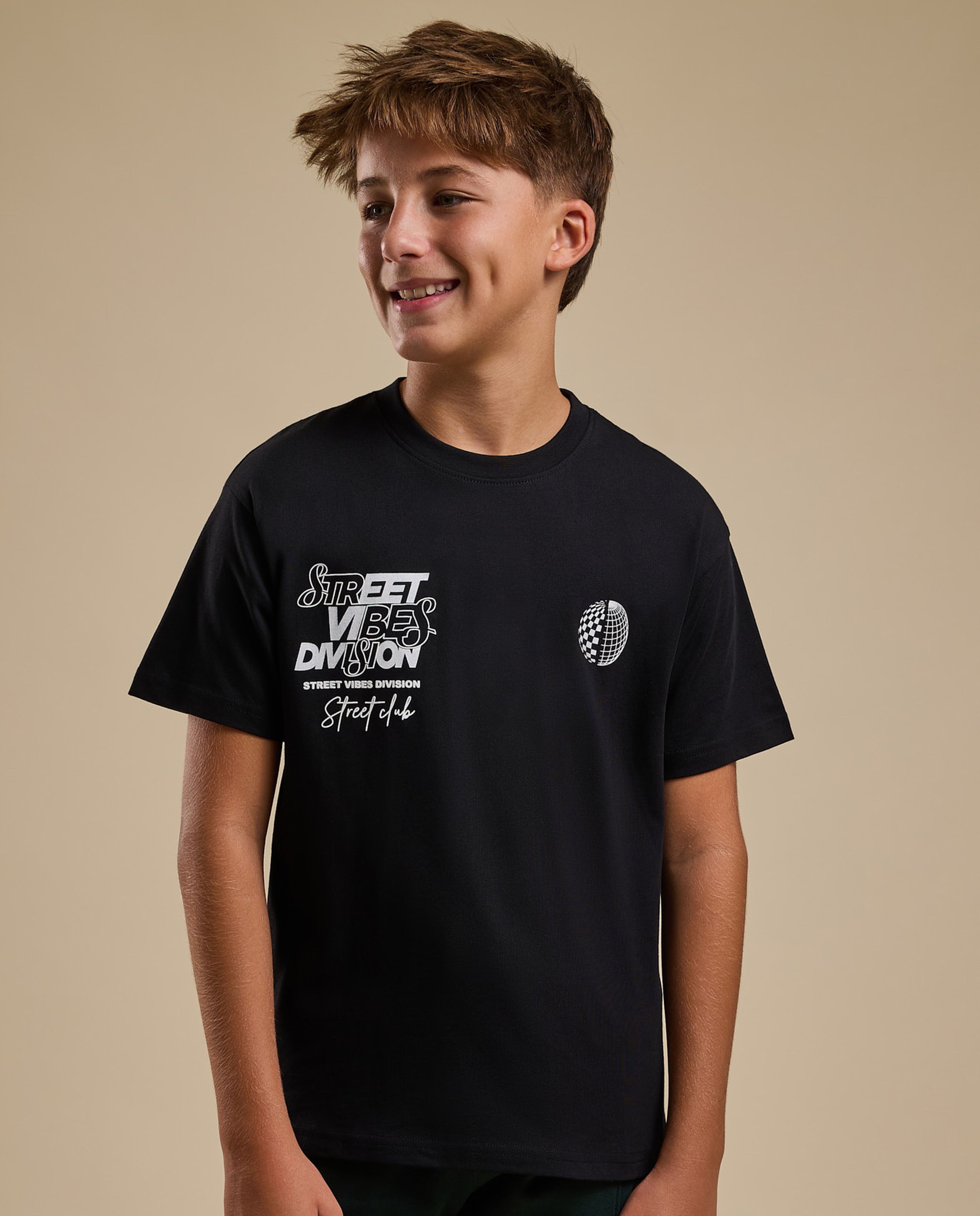 Printed T-Shirt with Crew Neck and Short Sleeves