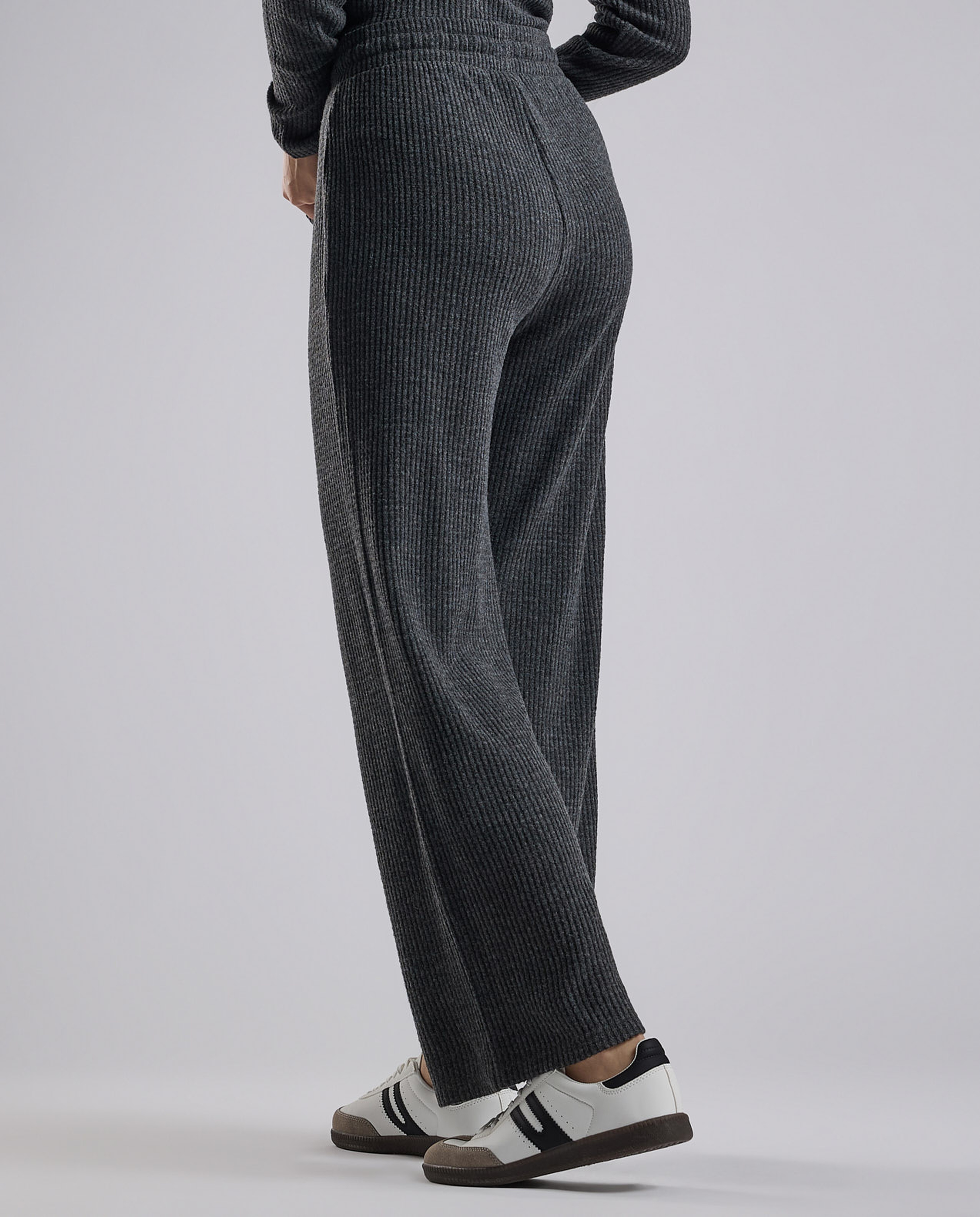 Ribbed Lounge Pants with Drawstring Waist