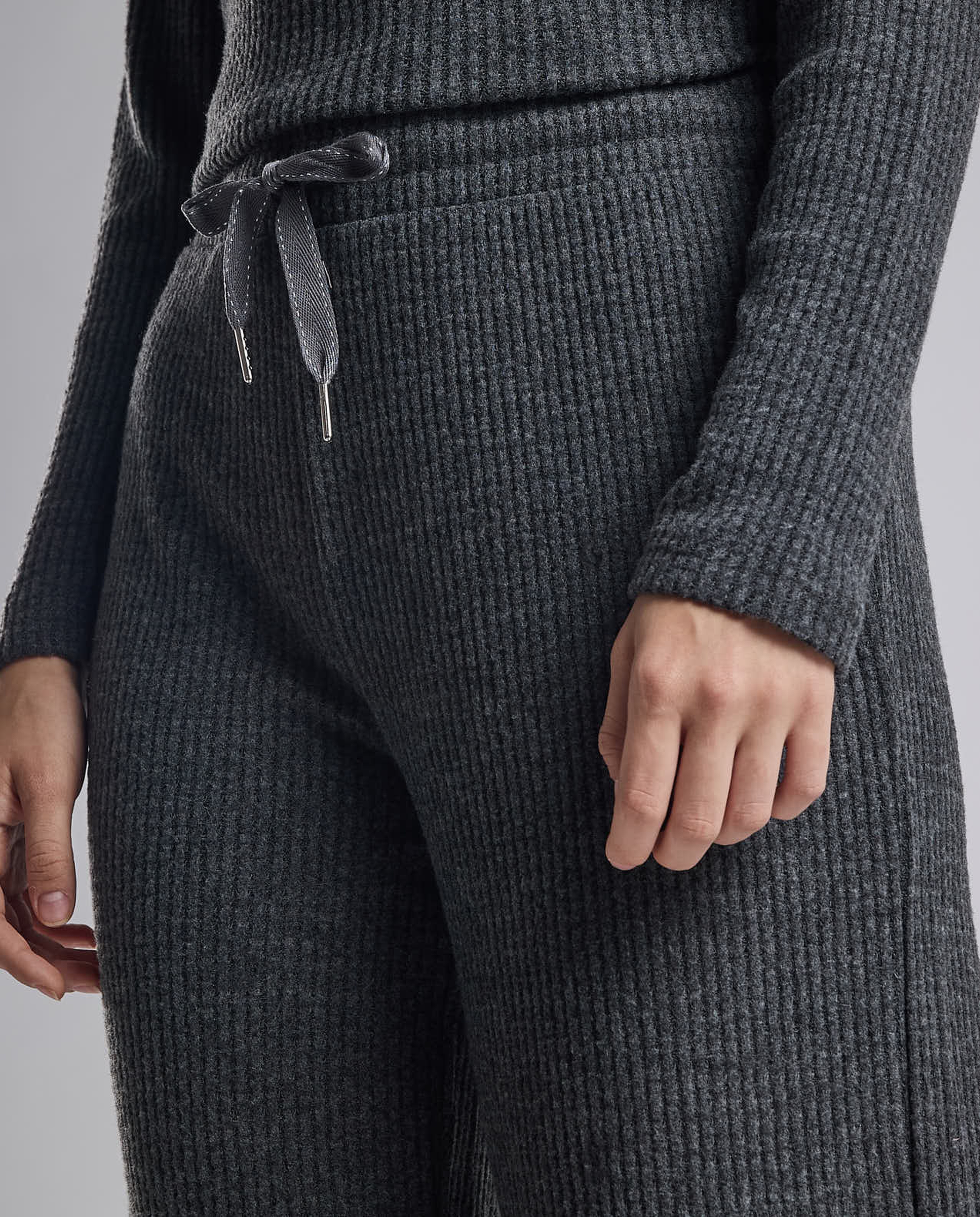 Ribbed Lounge Pants with Drawstring Waist