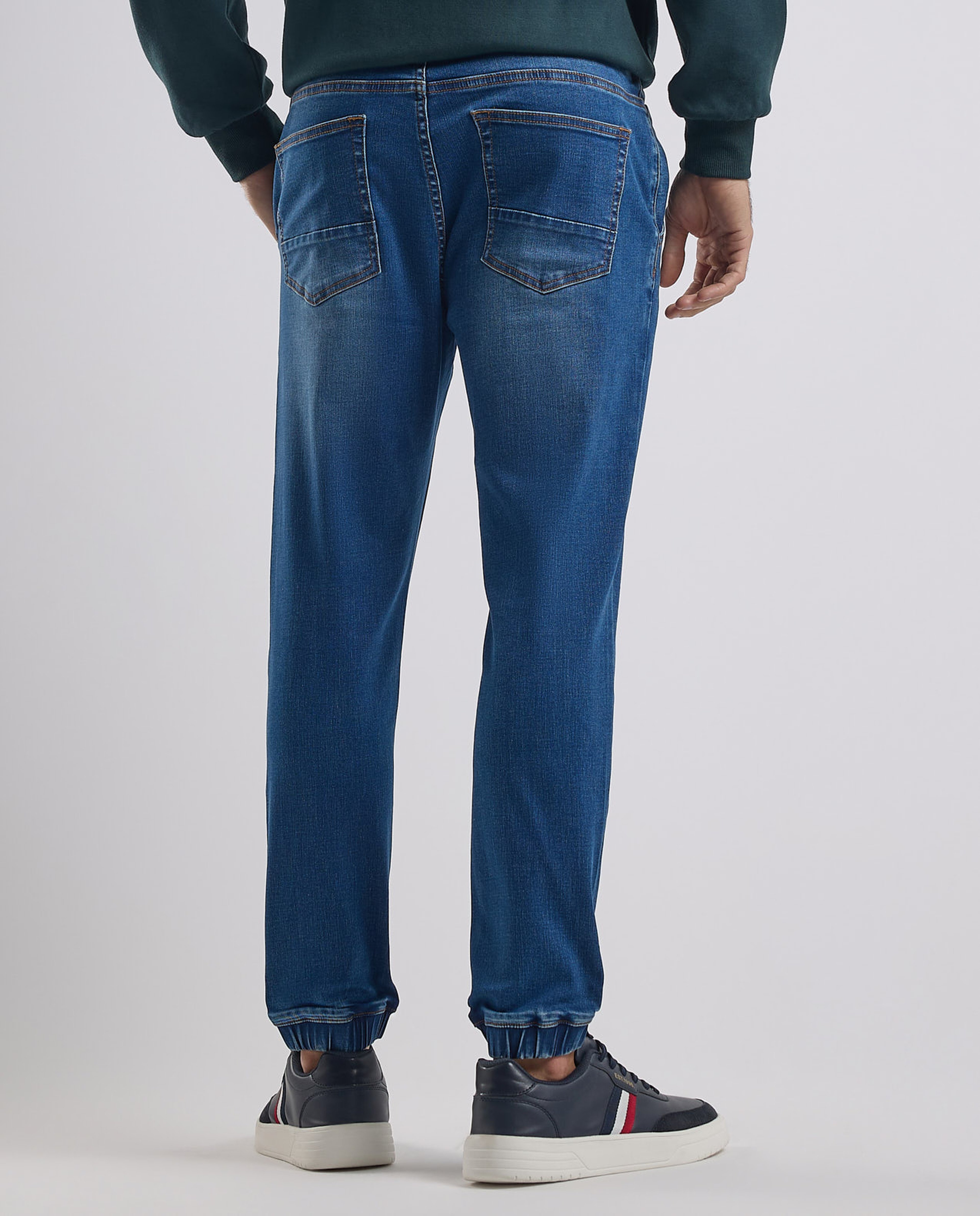 Faded Jogger Jeans with Drawstring Waist