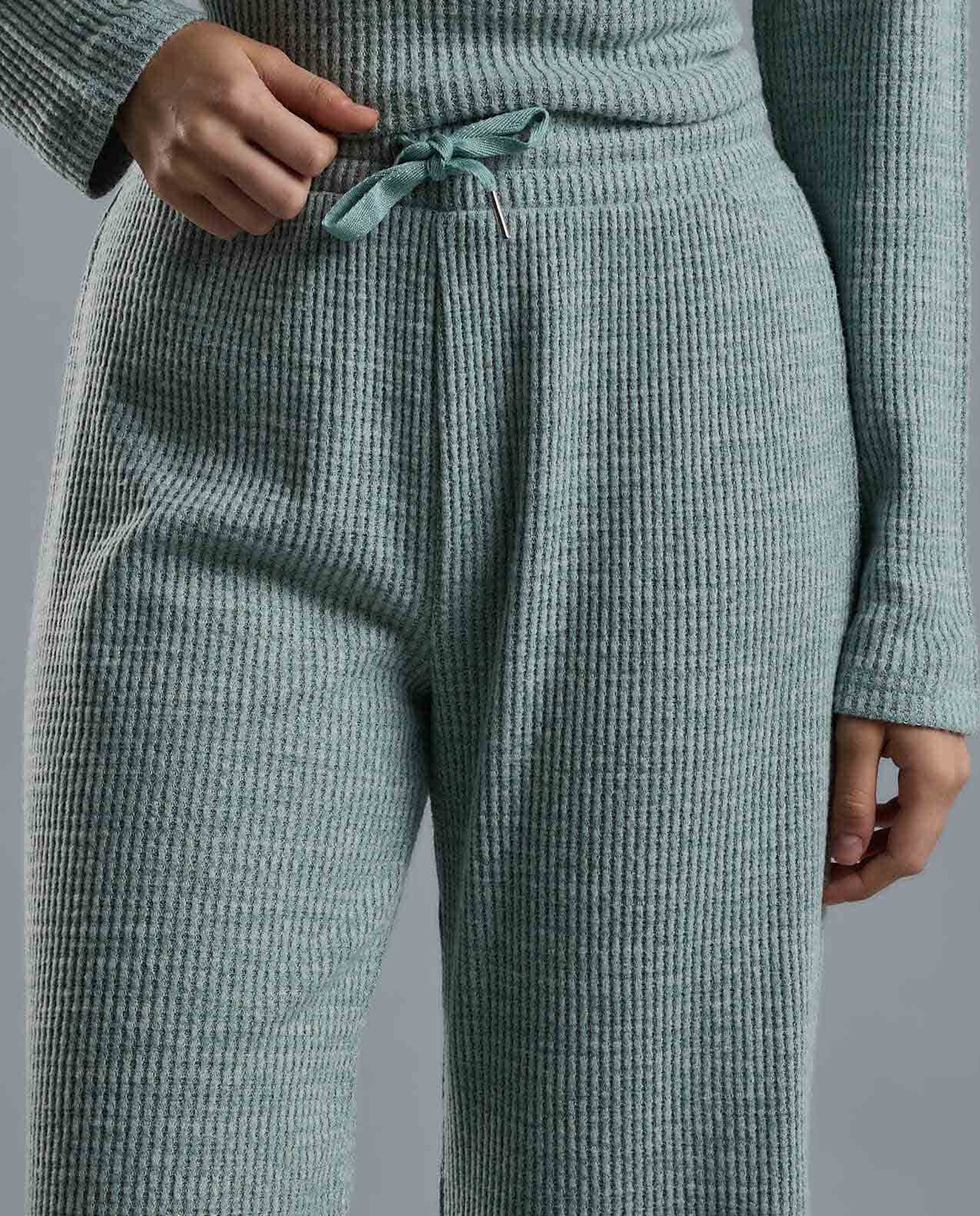 Ribbed Lounge Pants with Drawstring Waist