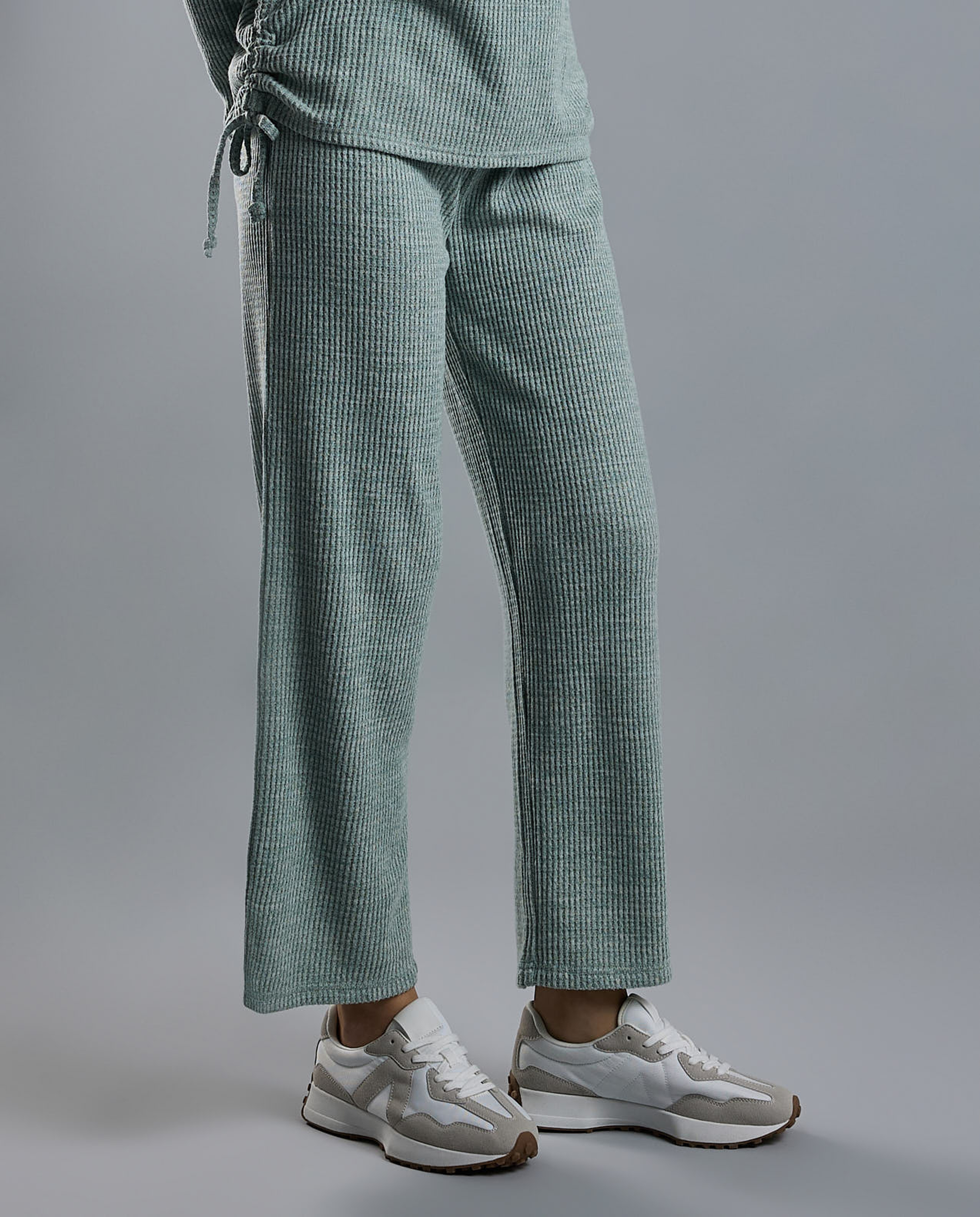 Ribbed Lounge Pants with Drawstring Waist