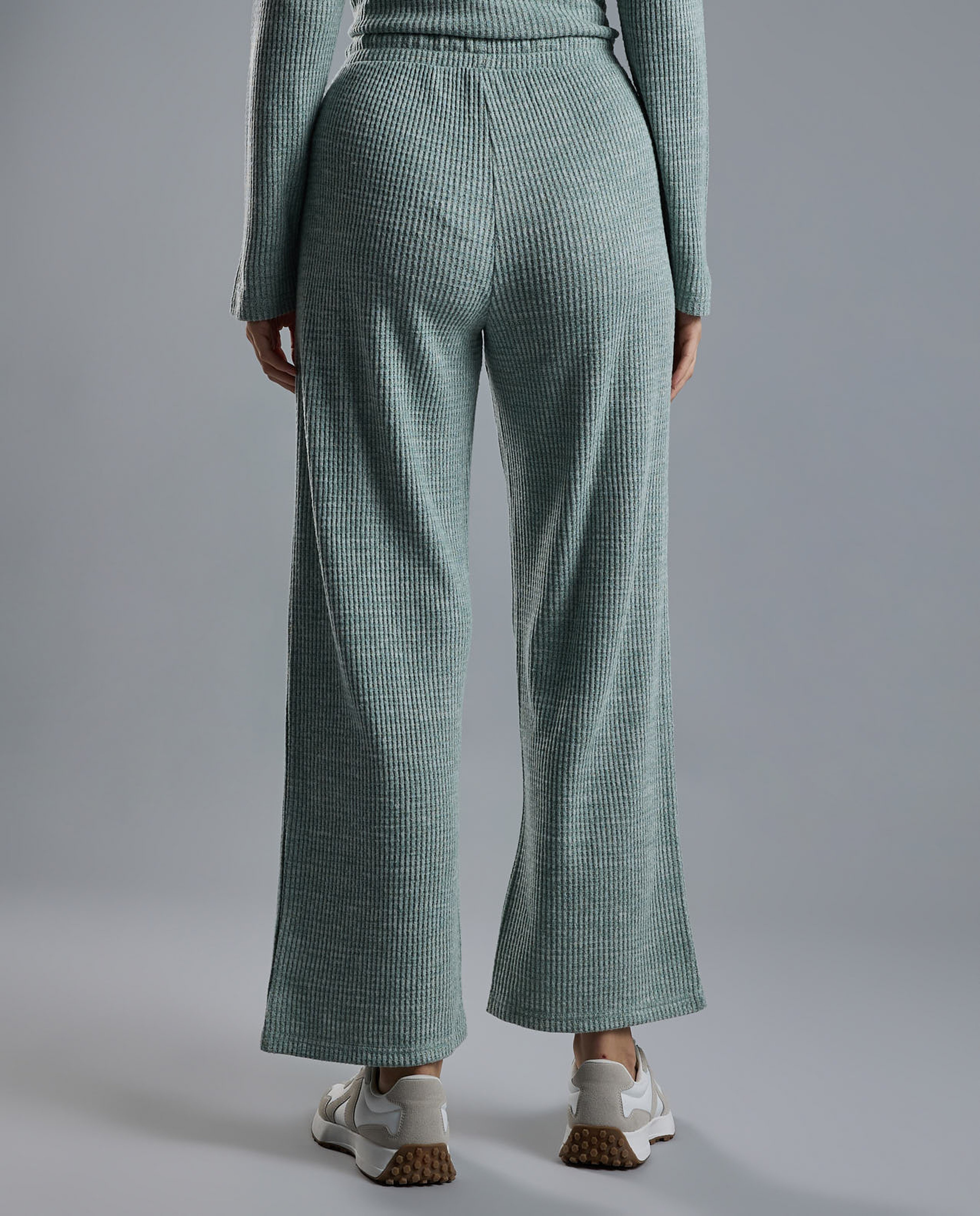 Ribbed Lounge Pants with Drawstring Waist