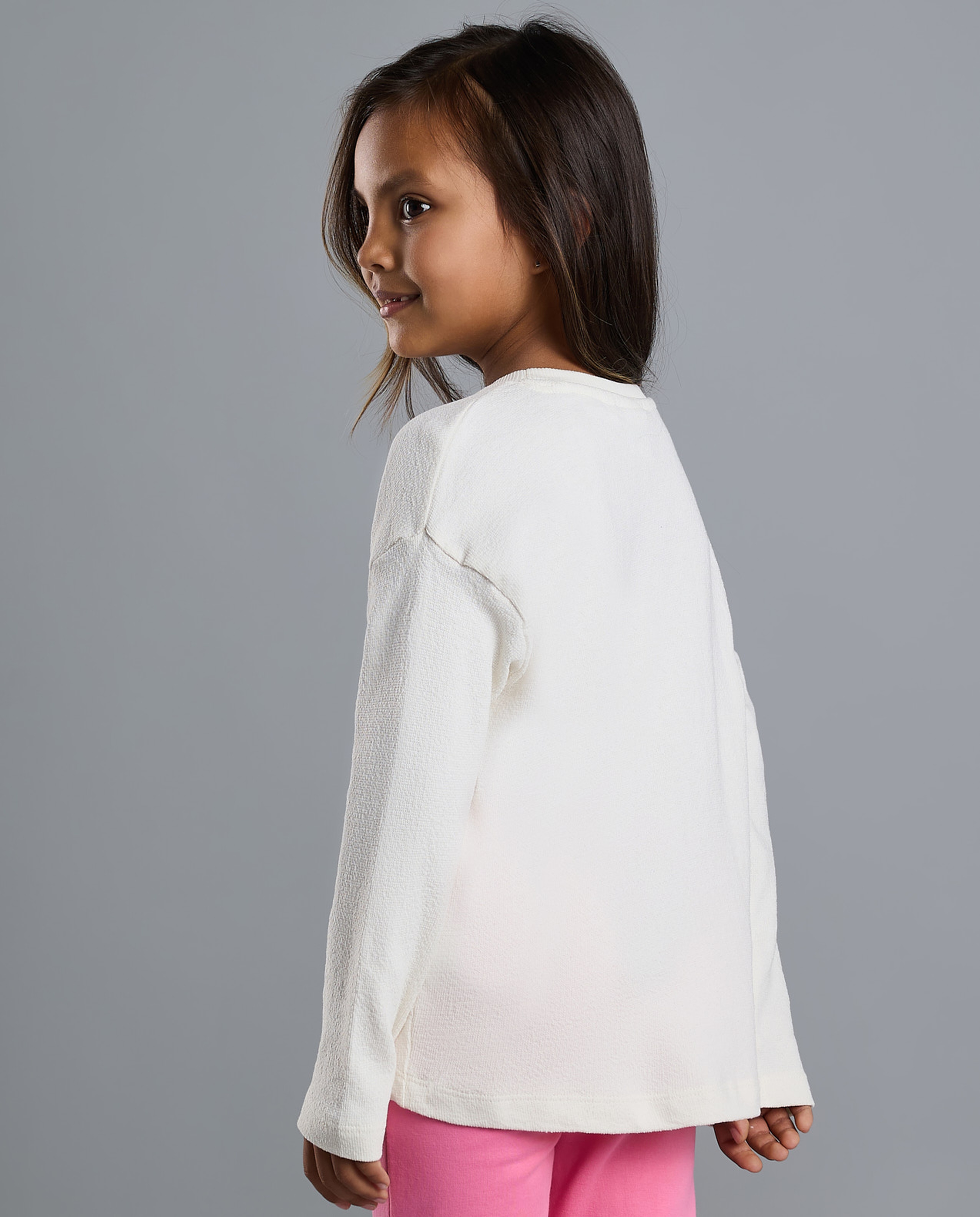 Hello Kitty Print T-Shirt with Crew Neck and Long Sleeves