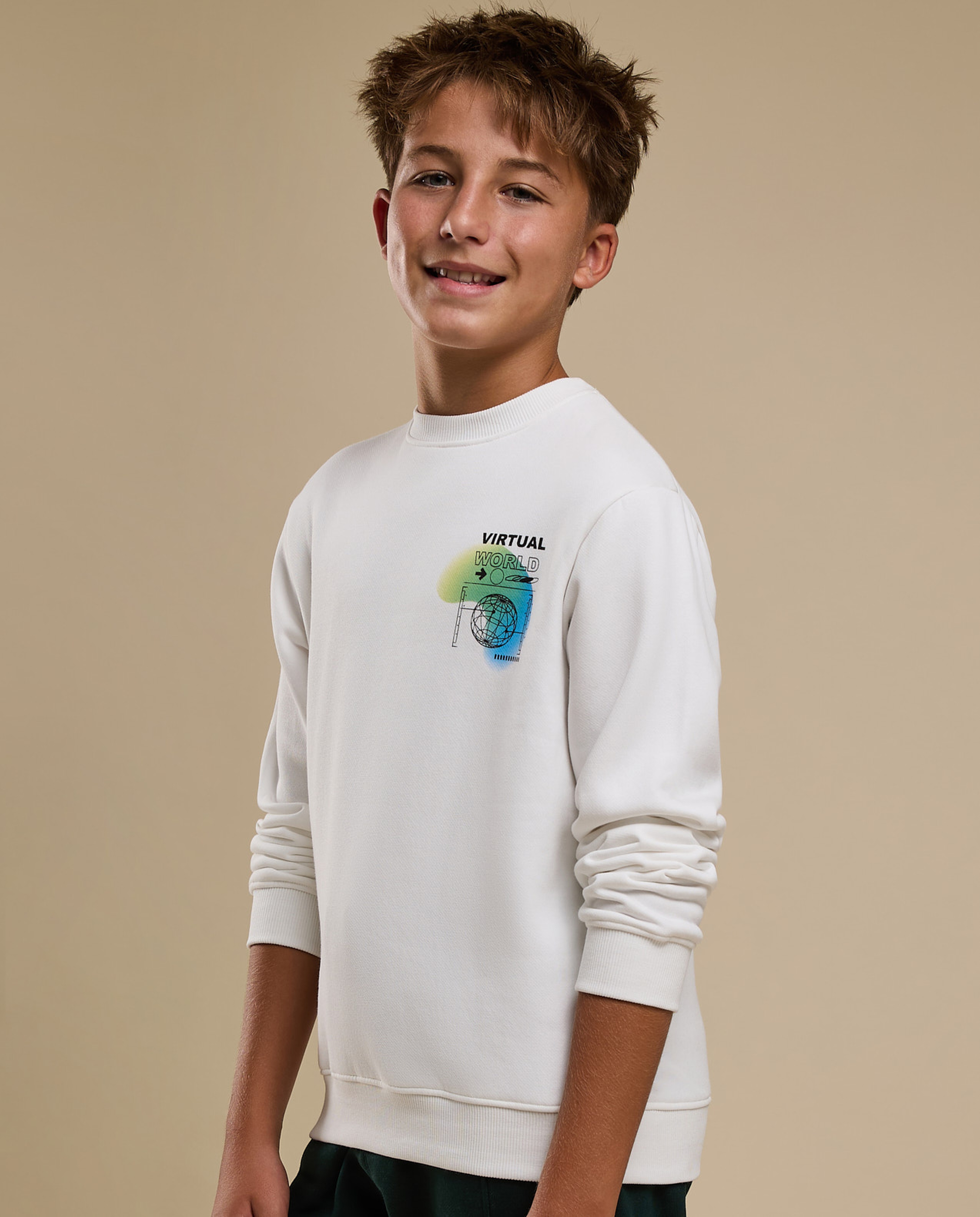 Printed Sweatshirt with Crew Neck and Long Sleeves