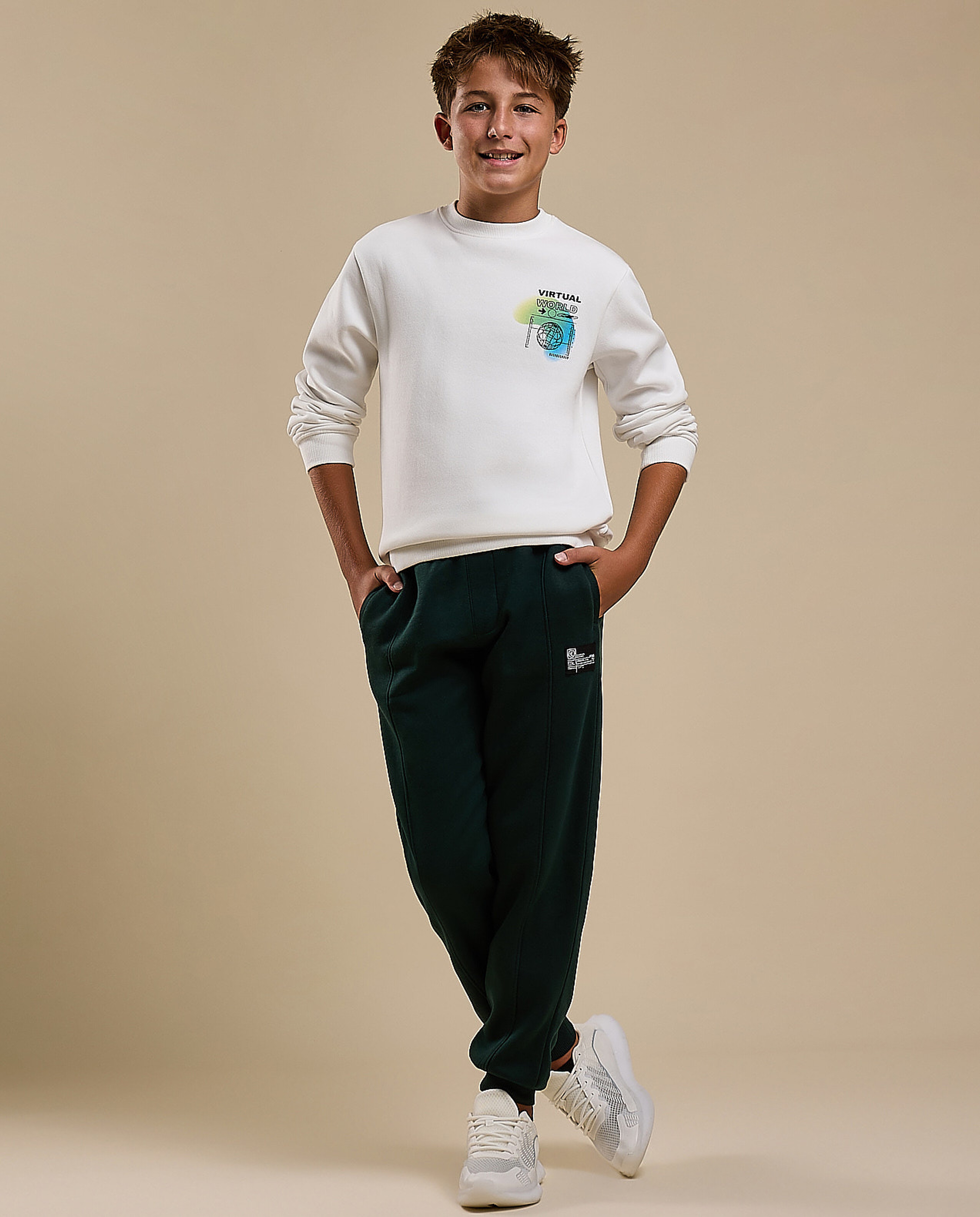 Printed Sweatshirt with Crew Neck and Long Sleeves