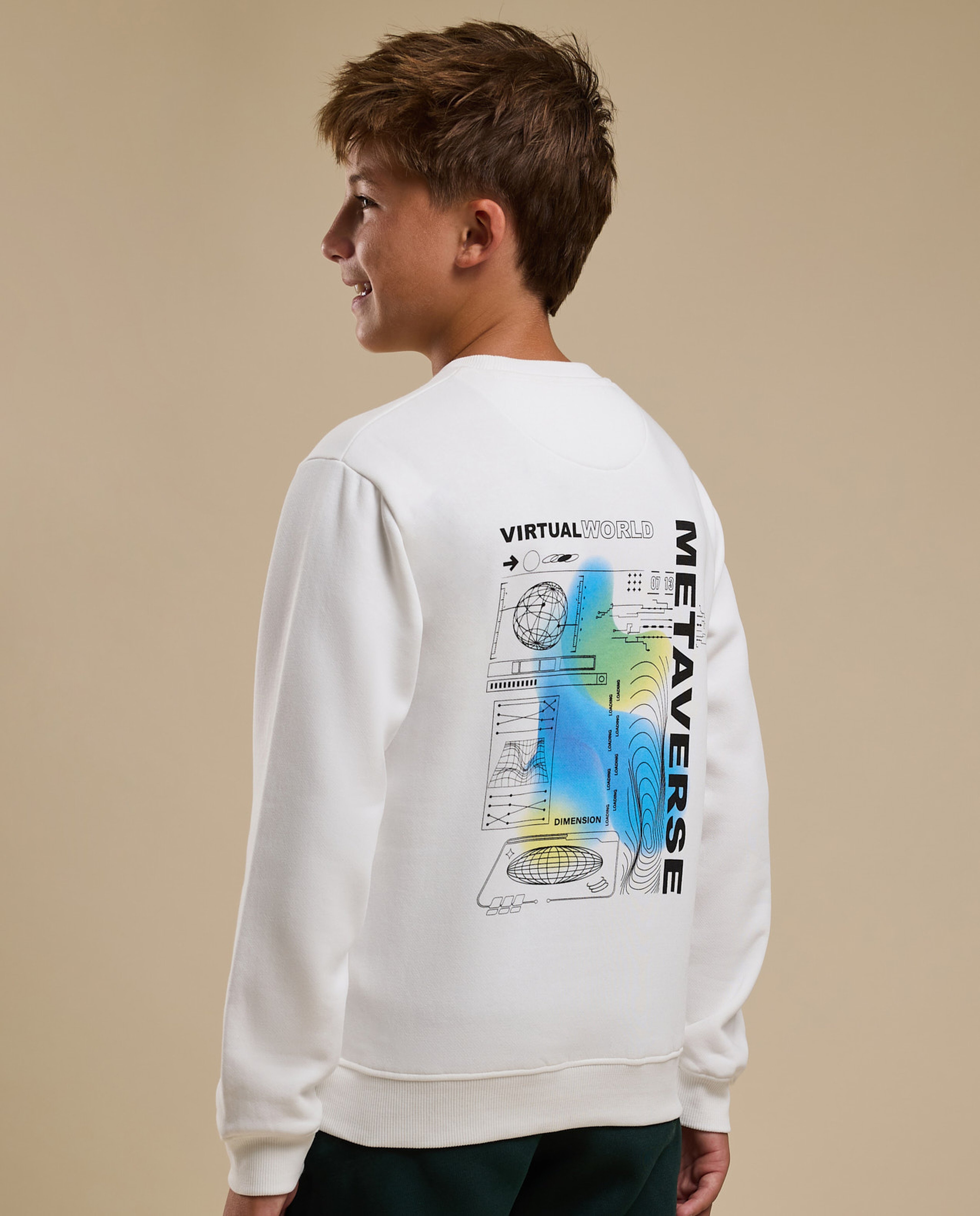 Printed Sweatshirt with Crew Neck and Long Sleeves