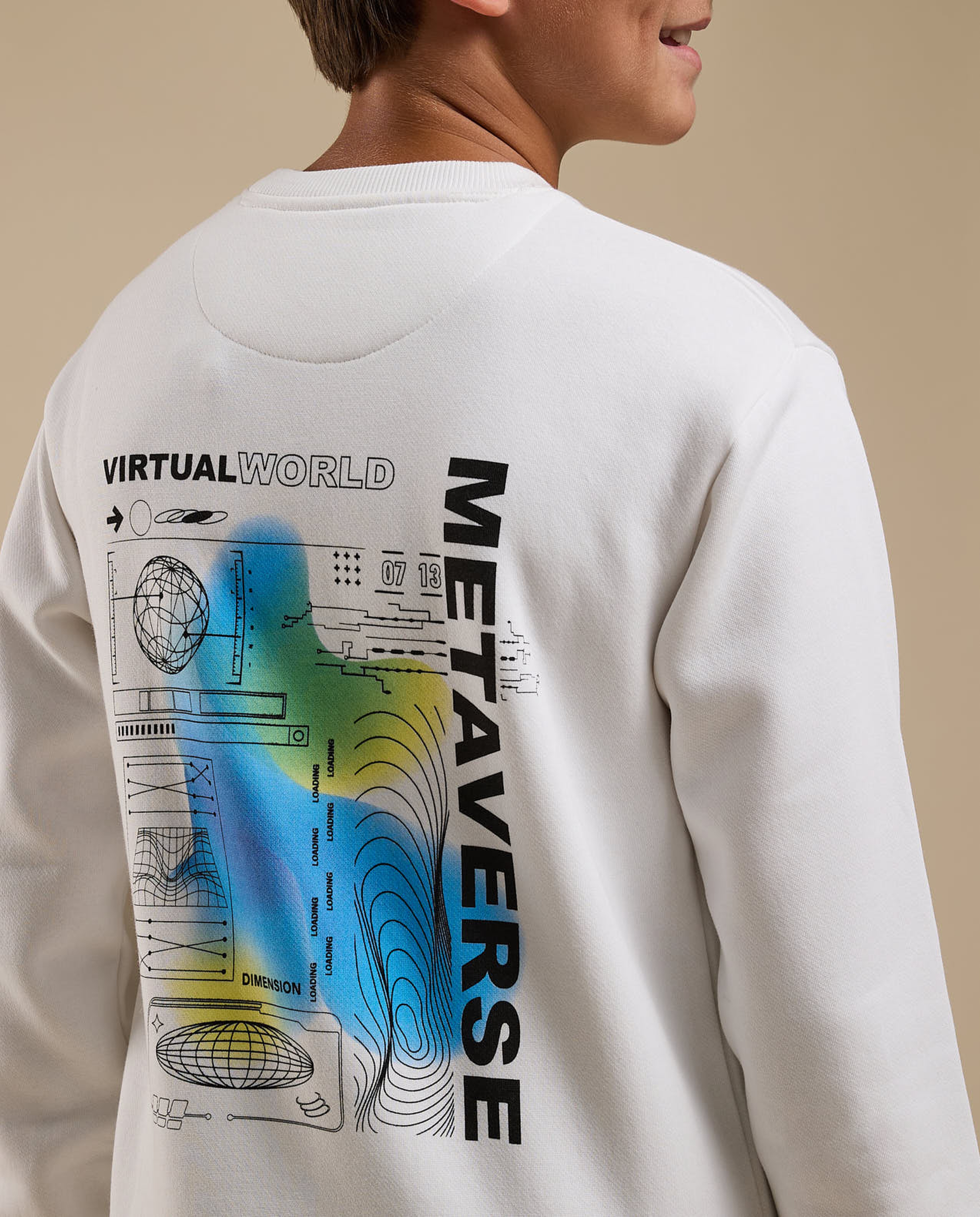 Printed Sweatshirt with Crew Neck and Long Sleeves
