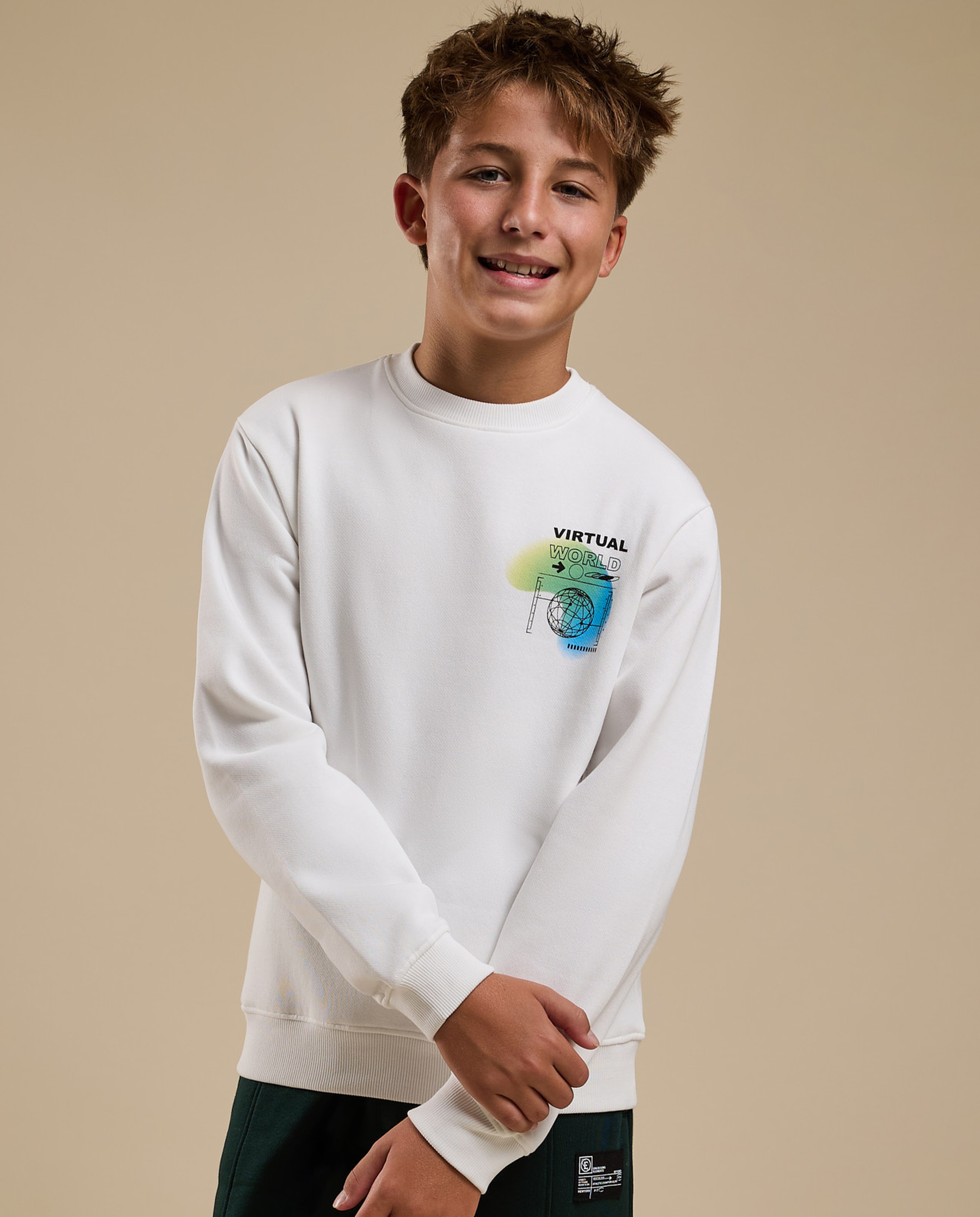 Printed Sweatshirt with Crew Neck and Long Sleeves